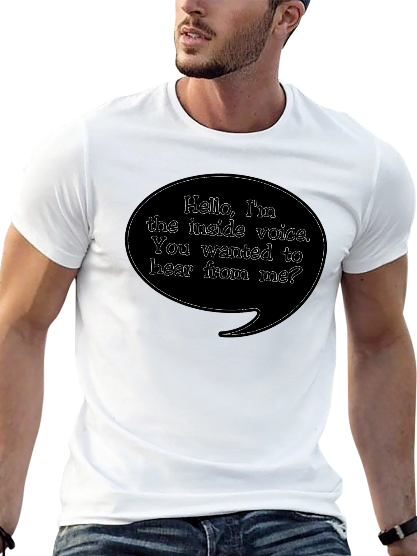 Black Inside Voice Graphic Tee - Funny Black T-Shirt view 13