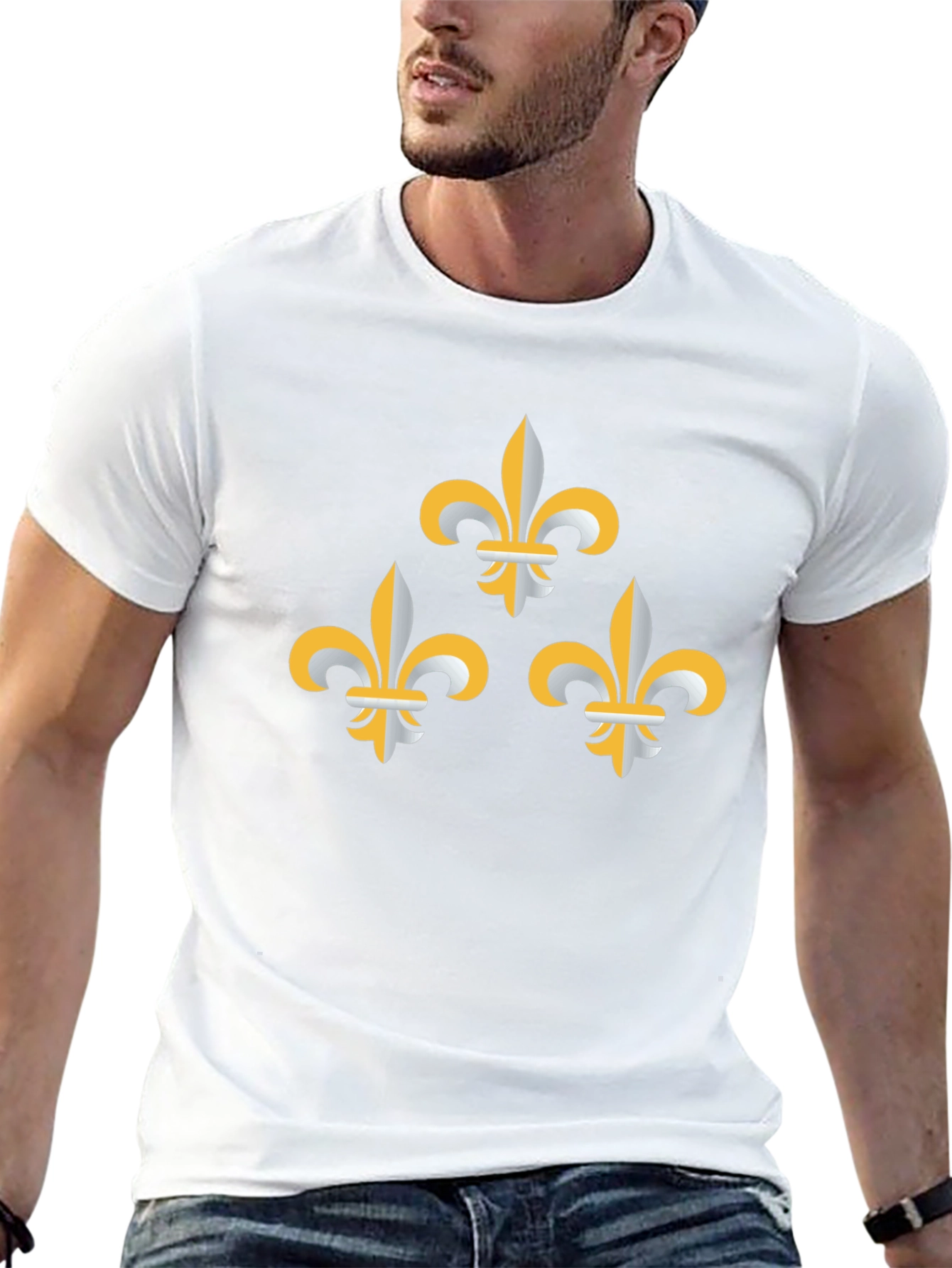 Black Fleur-de-Lis Graphic Tee - Stylish Black T-Shirt view 13