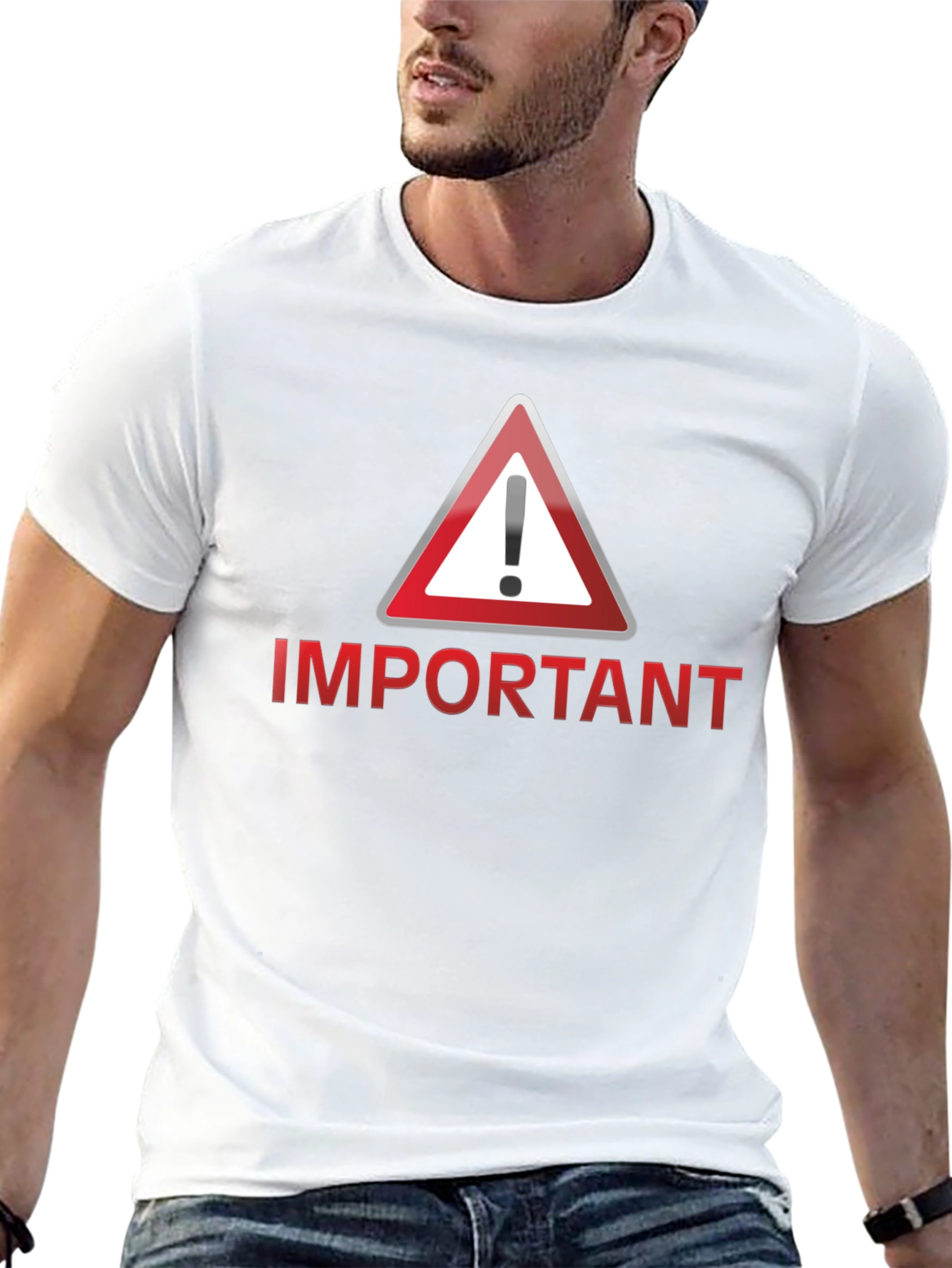 Black Important Warning Sign T-Shirt - Safety First! view 13