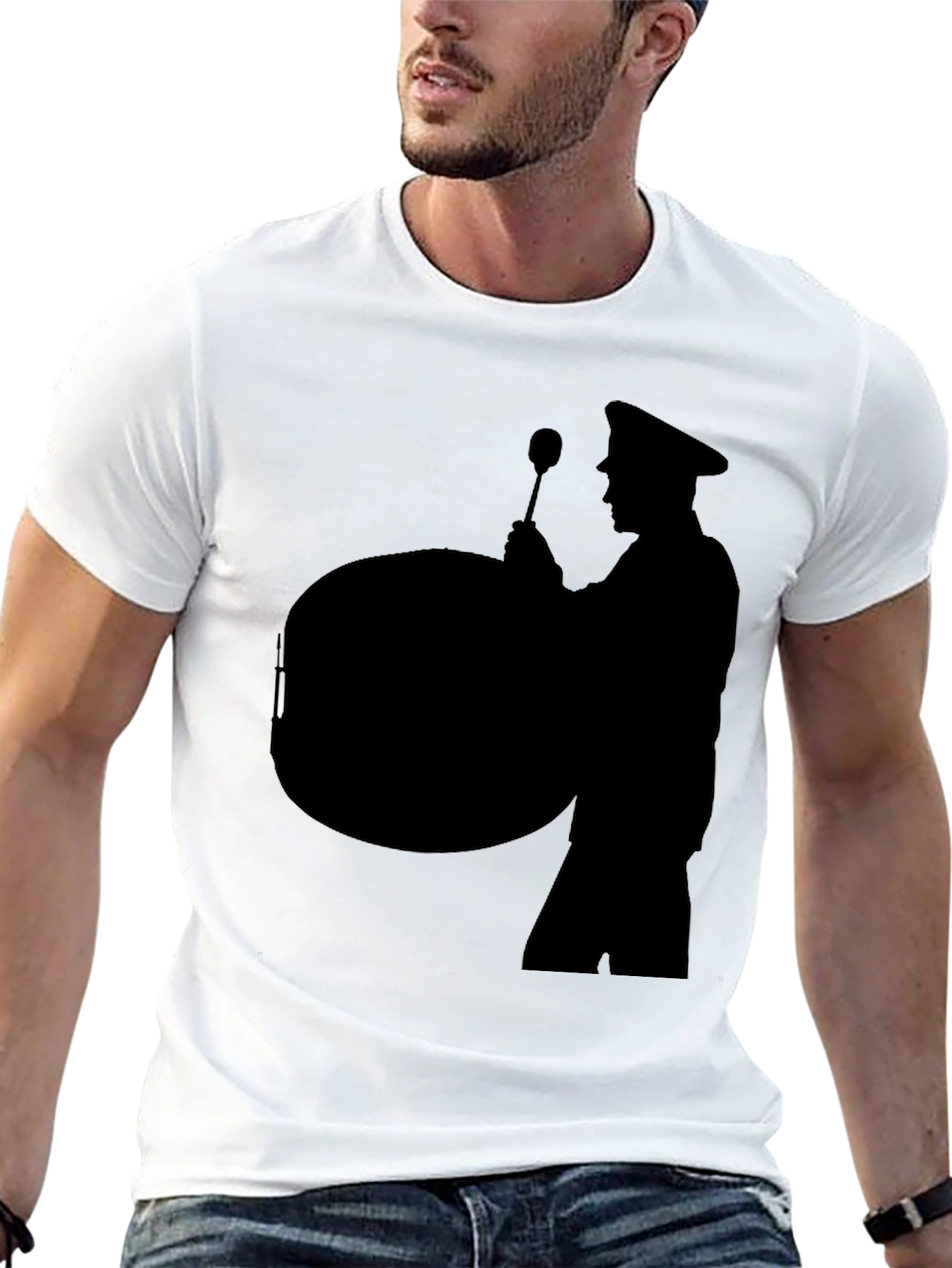 Black Silhouette Drummer Black T-Shirt view 13