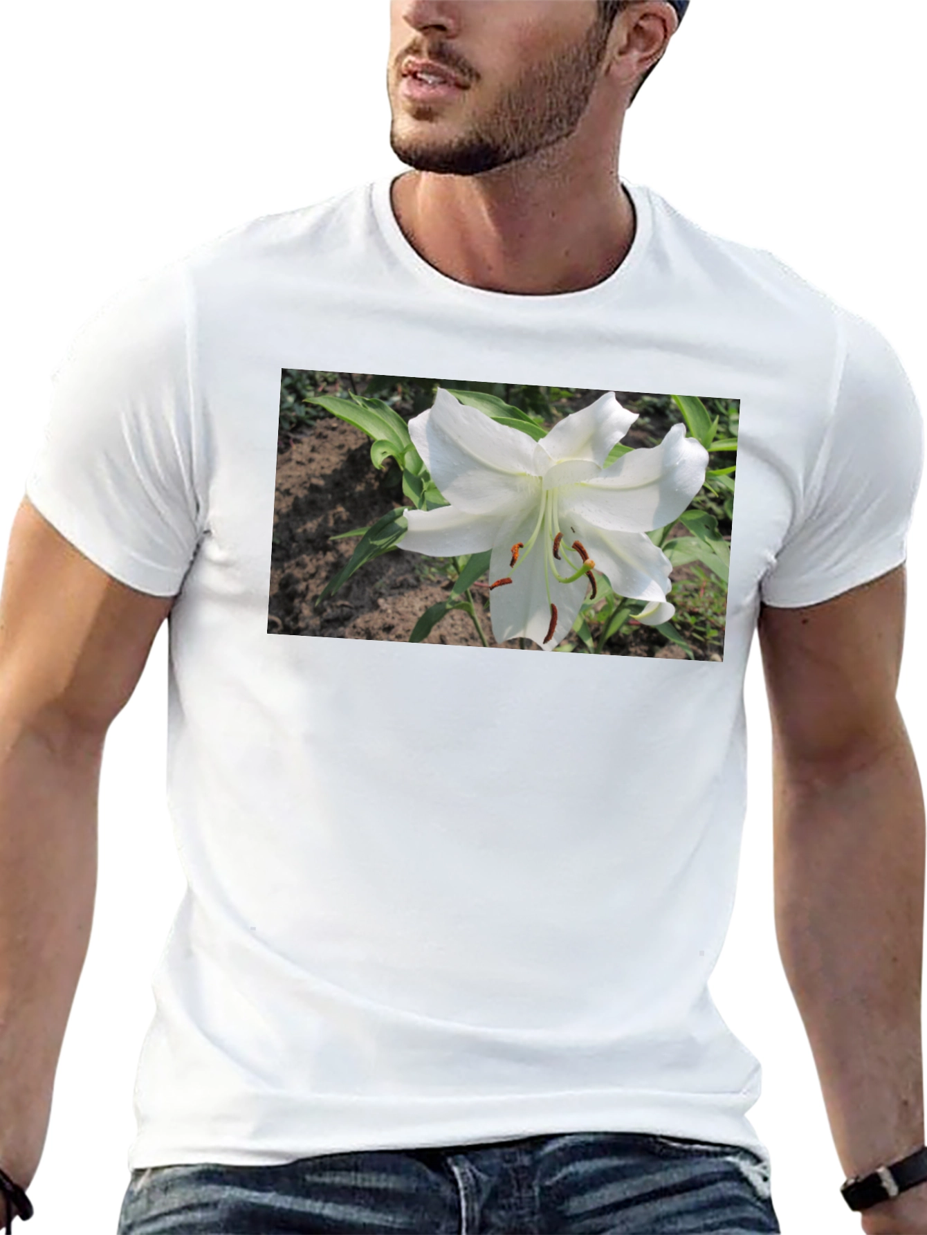 Black White Lily Graphic Tee - Soft Cotton Blend view 13