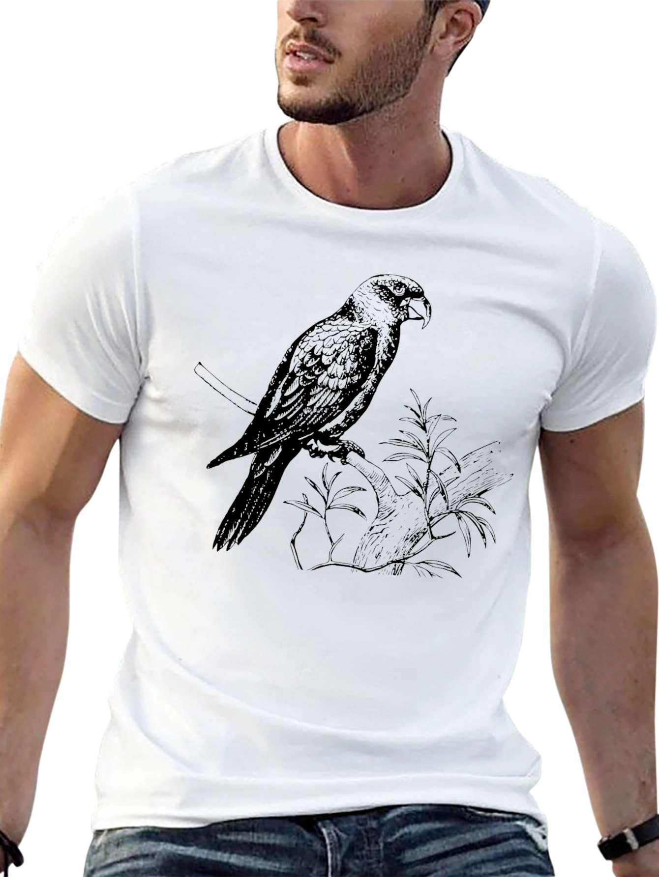 Black Parrot Graphic Tee - Stylish Bird Print T-Shirt view 13
