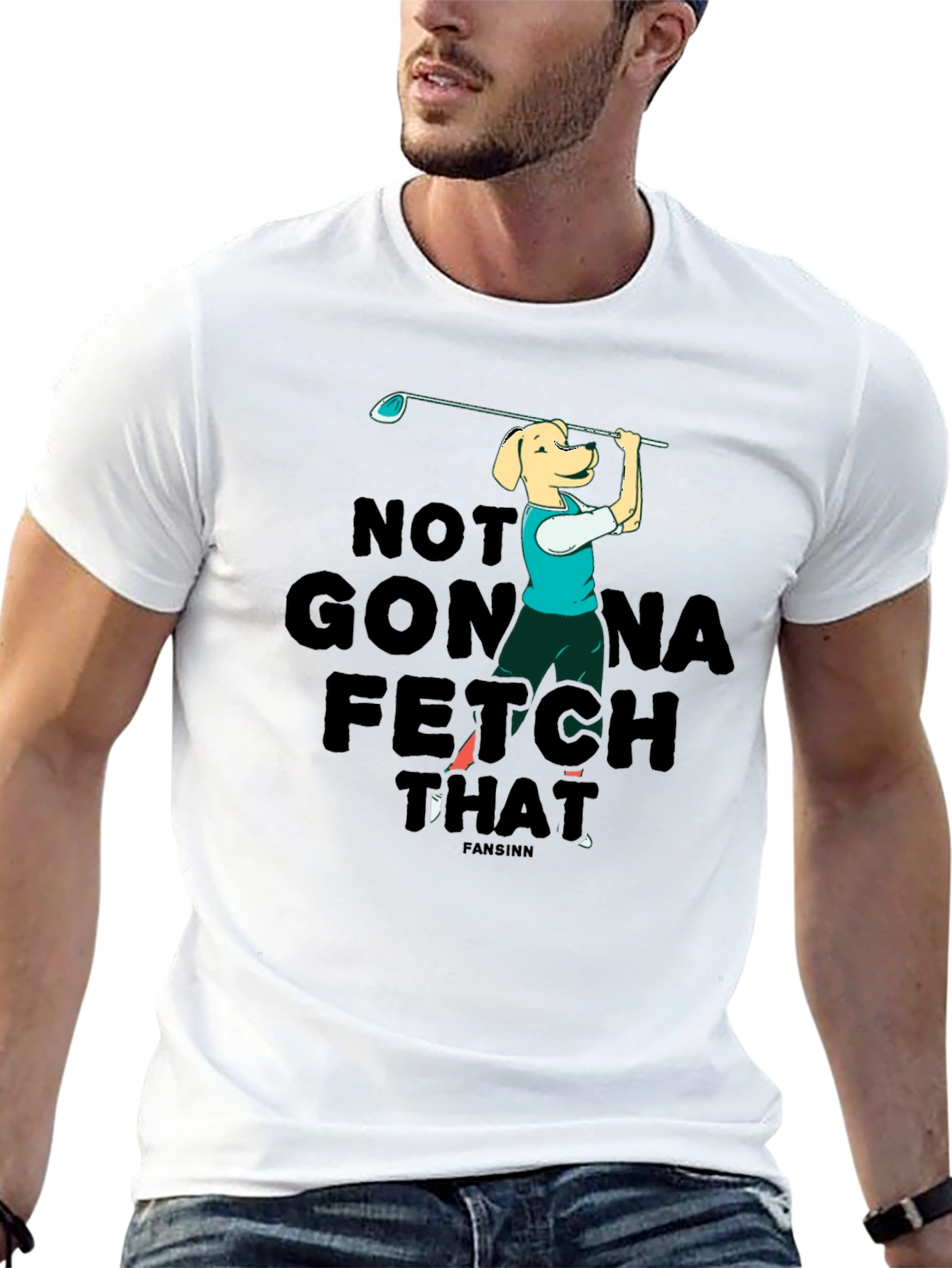 Black Funny Dog Golf T-Shirt - Not Gonna Fetch That view 13