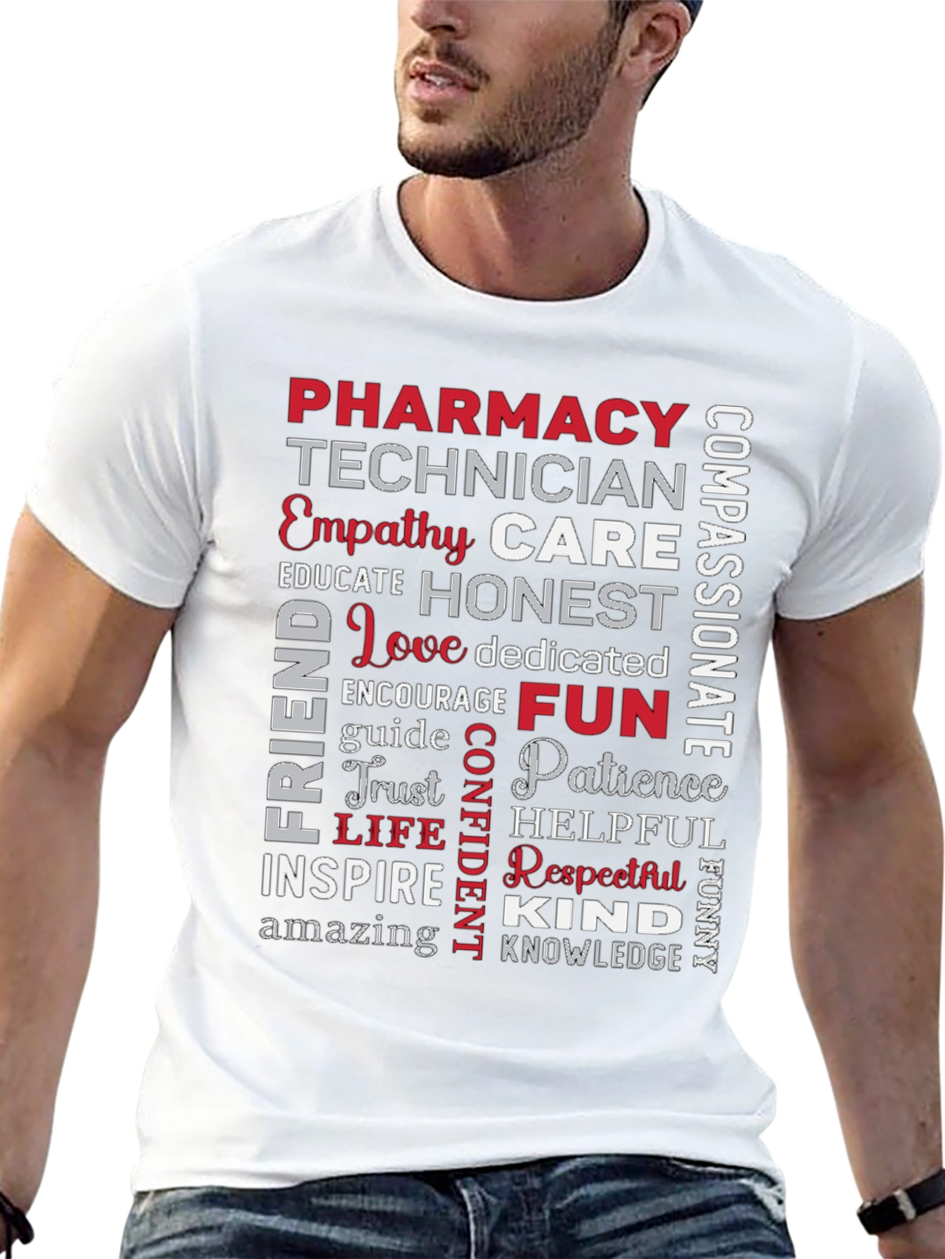 Black Pharmacy Technician Word Art T-Shirt view 13