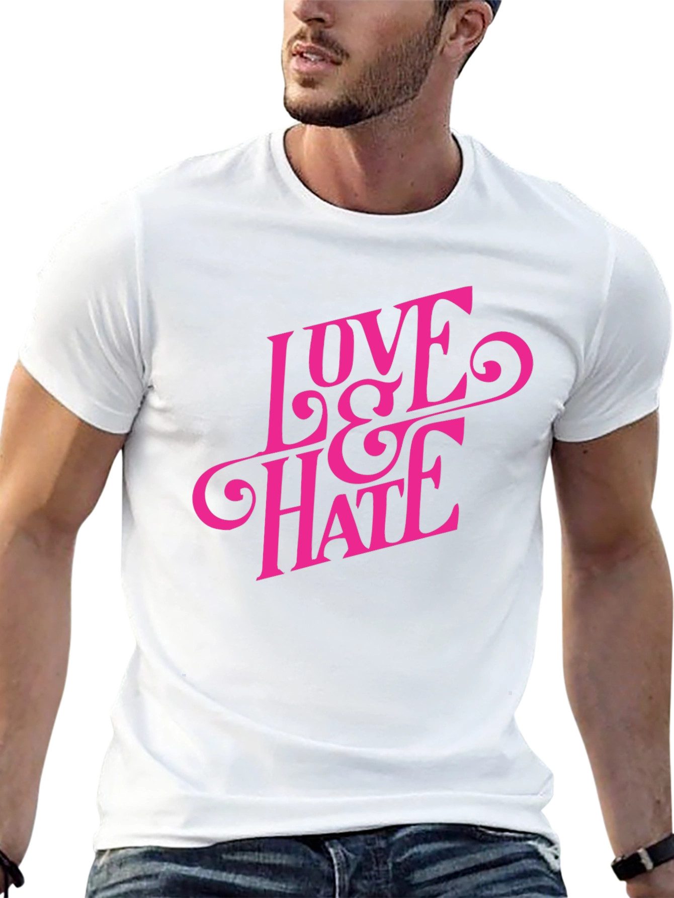 Black Love & Hate Graphic Tee - Bold Statement T-Shirt view 13
