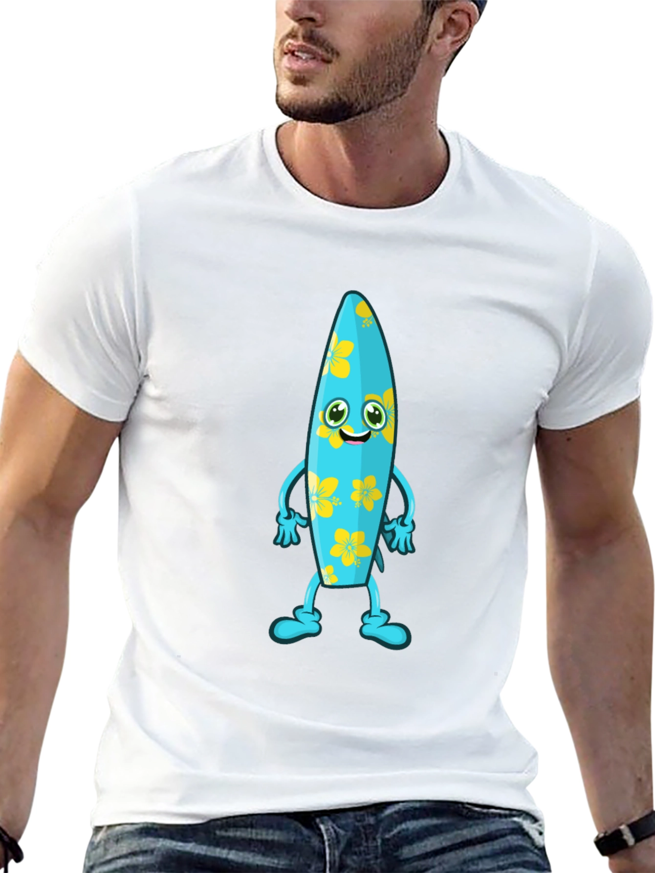Black Fun Surfboard Character Graphic Tee view 13