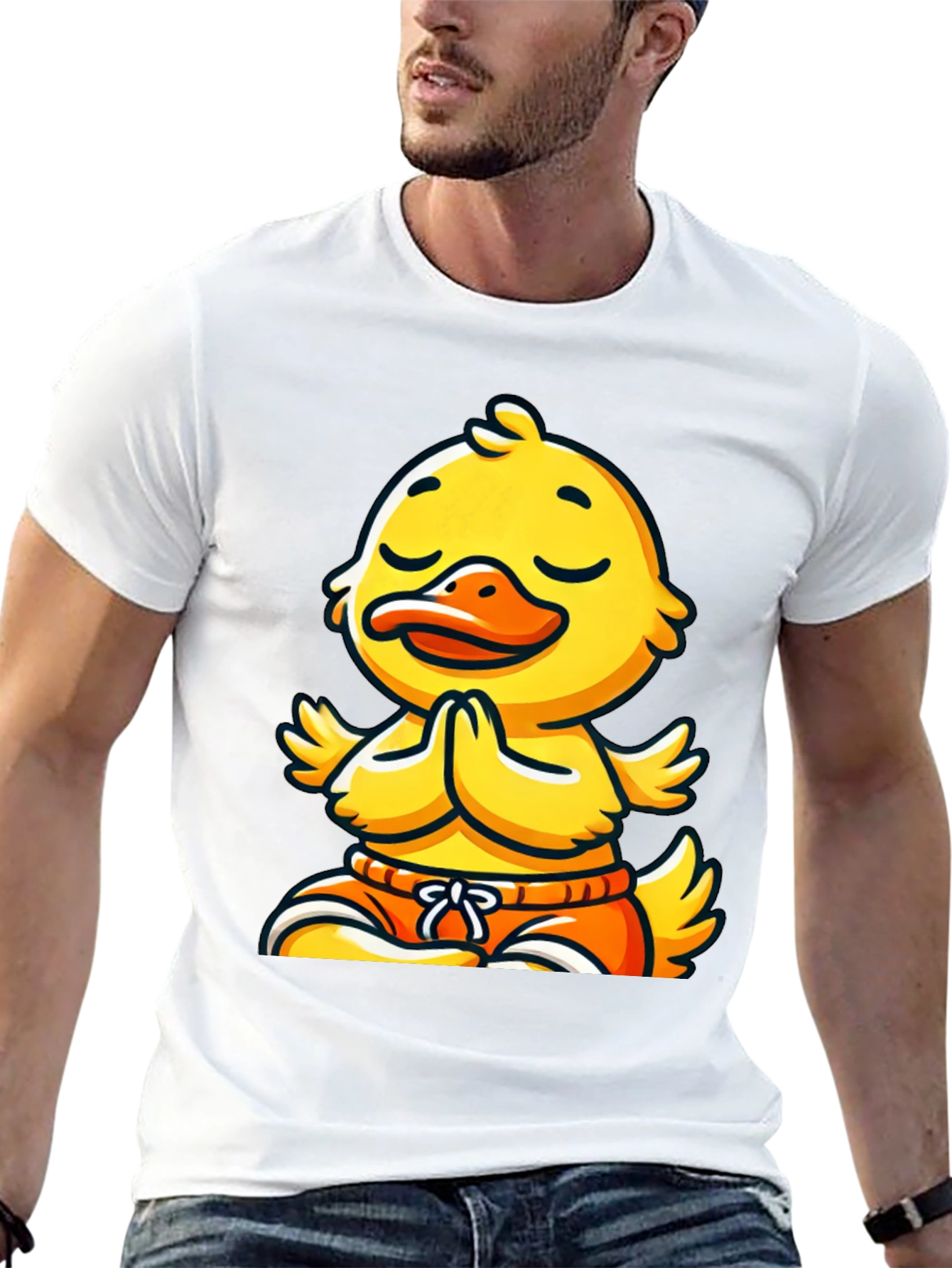 Black Meditating Duck T-Shirt: Funny Yoga Animal Tee view 13