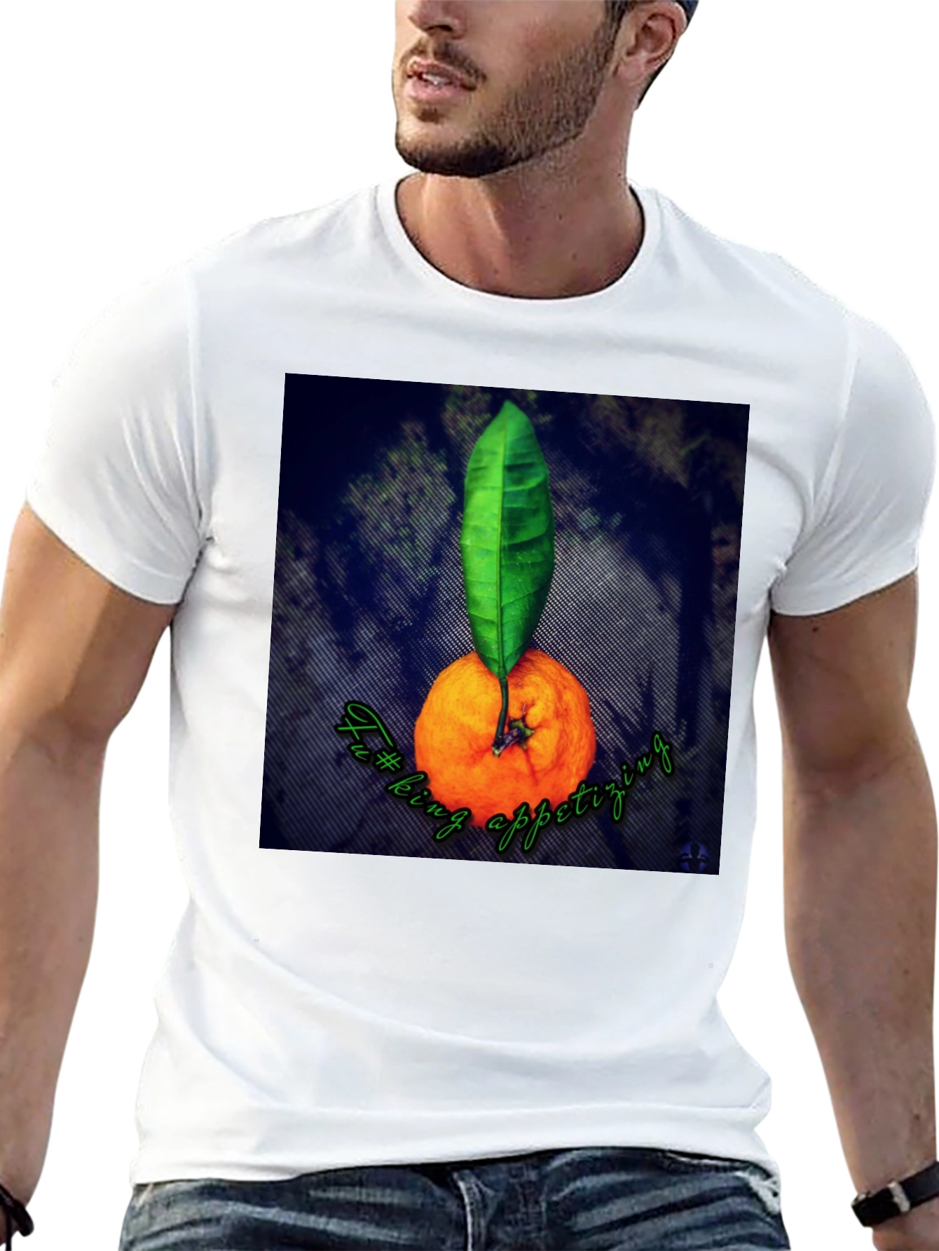 Black Orange & Leaf Graphic Tee - Fun Foodie Shirt view 13
