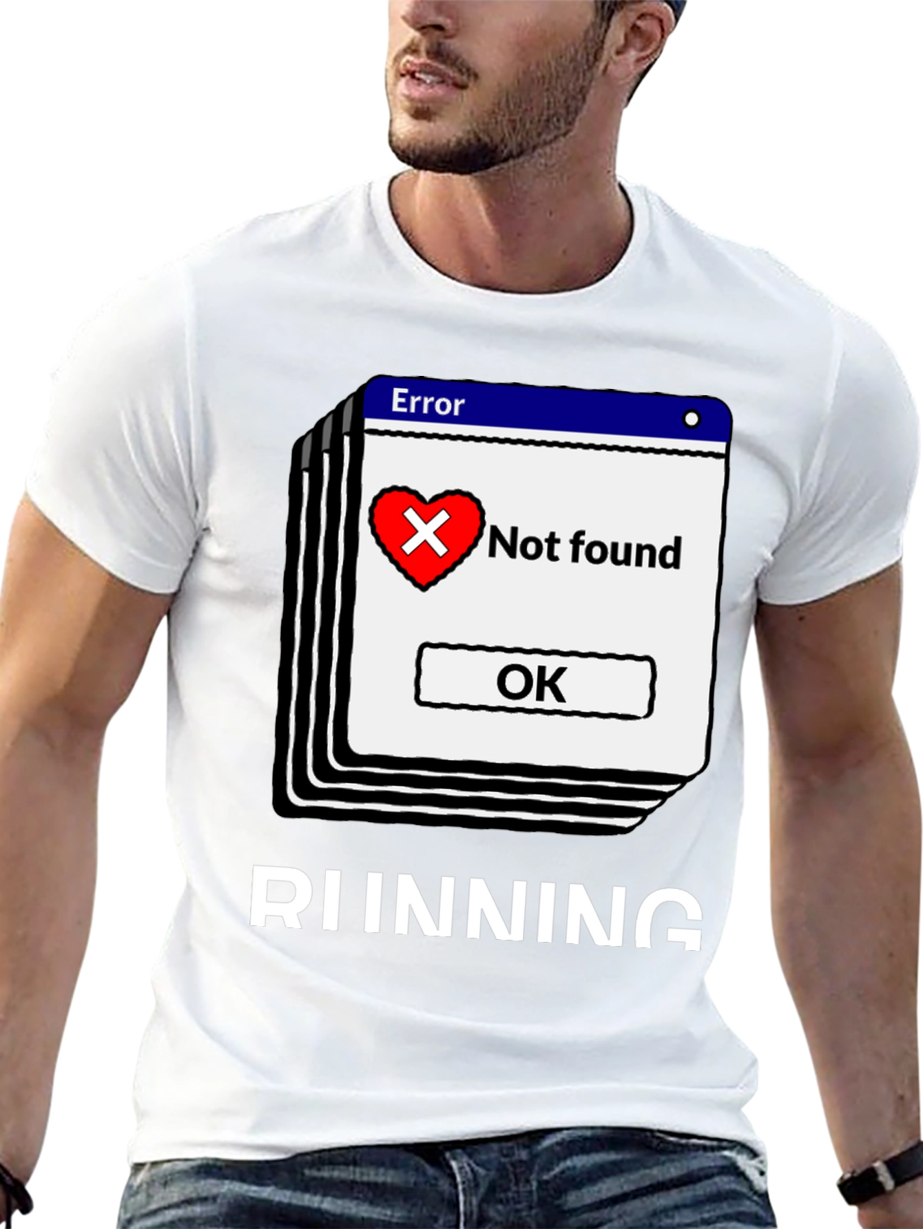 Black Error Heart Not Found Running T-Shirt view 13