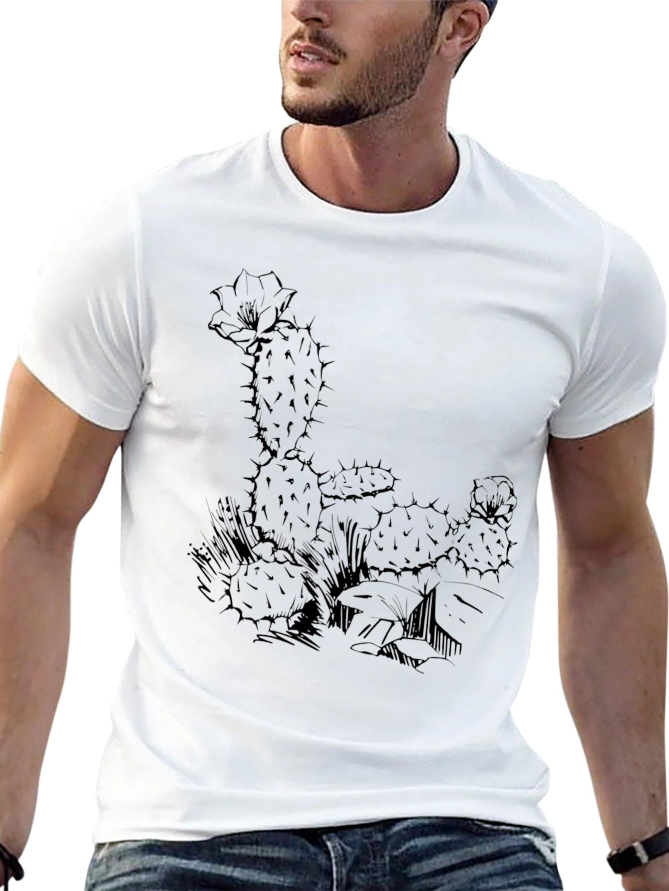 Black Black Cactus Graphic Print T-Shirt view 13