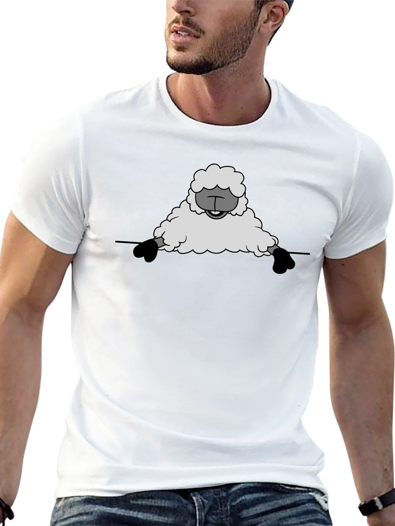 Black Funny Sheep Graphic Tee - Black Cotton T-Shirt view 13