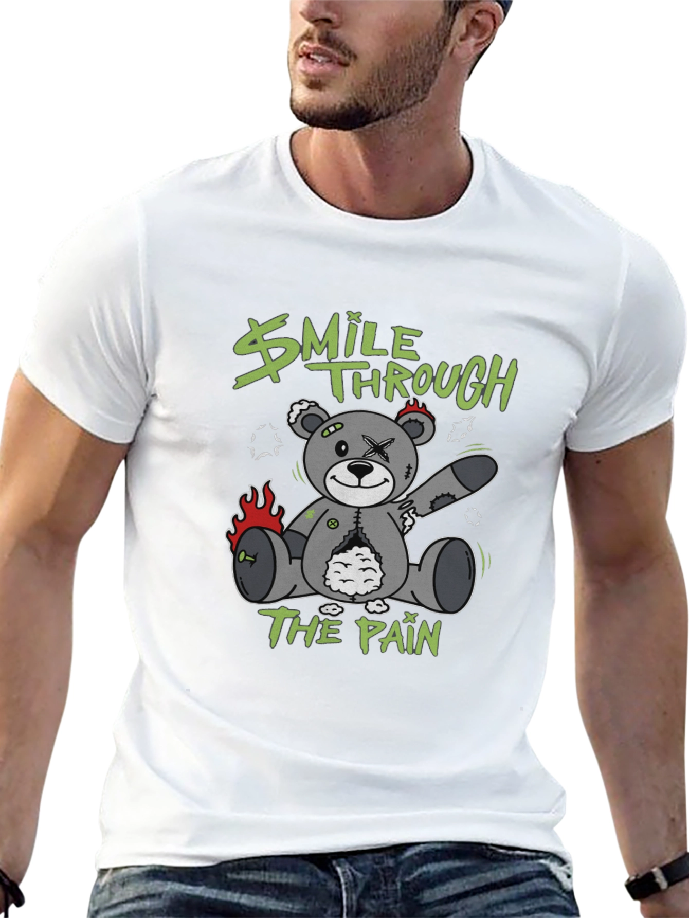Black Smile Through The Pain Graphic T-Shirt view 13