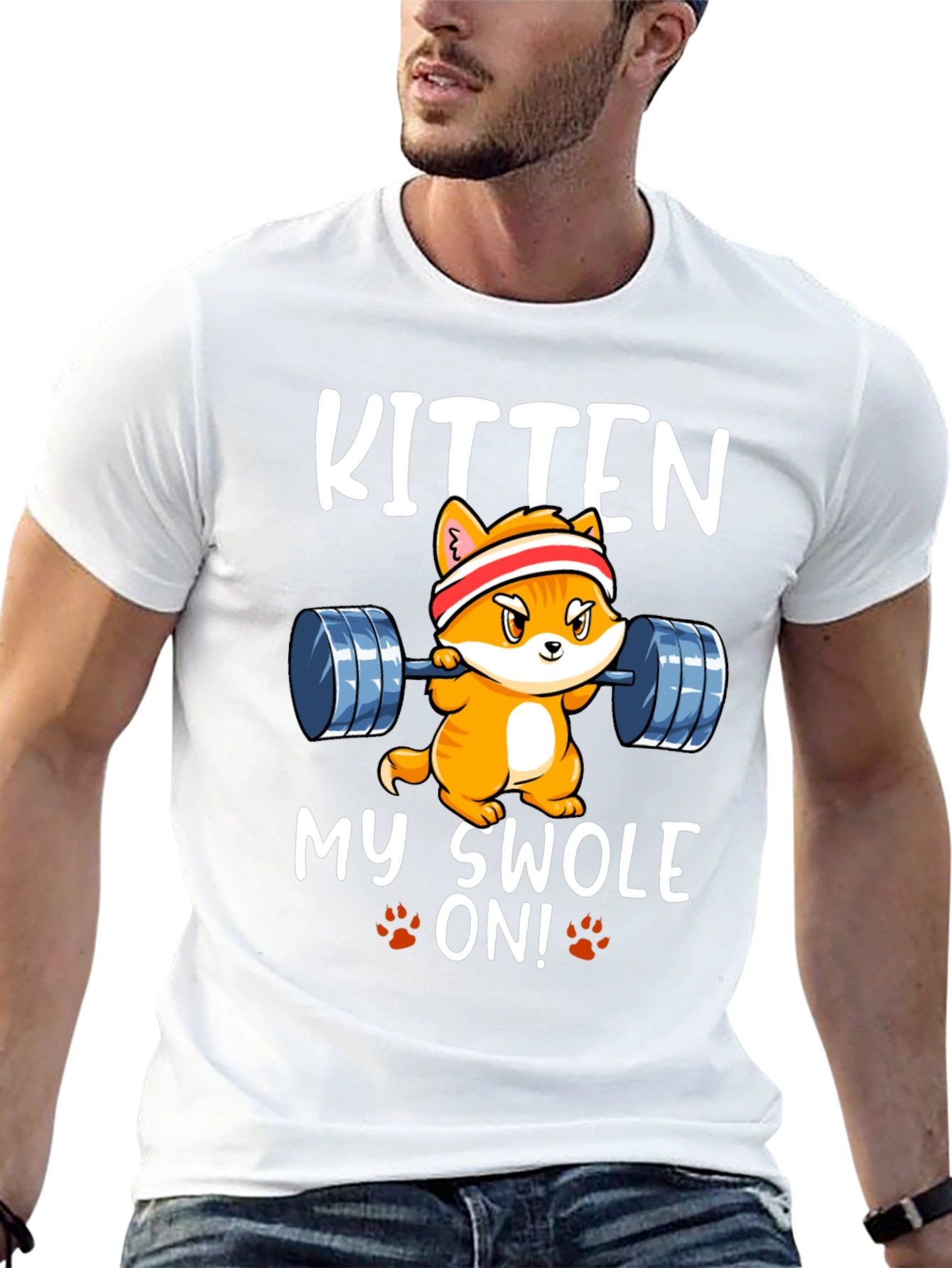 Black Kitten My Swole On! T-Shirt Gym Workout Tee view 13