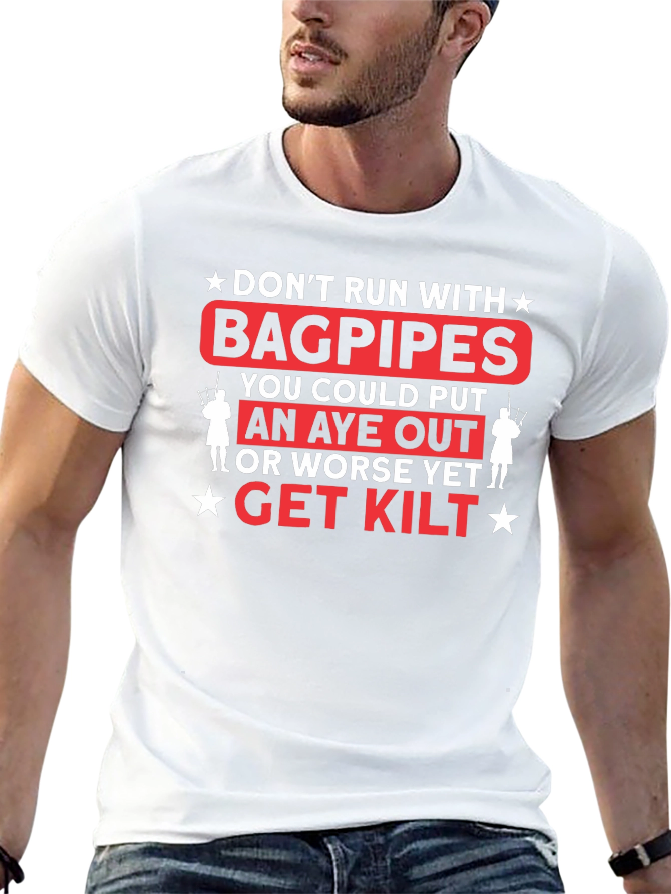 Black Don't Run with Bagpipes Graphic T-Shirt view 13
