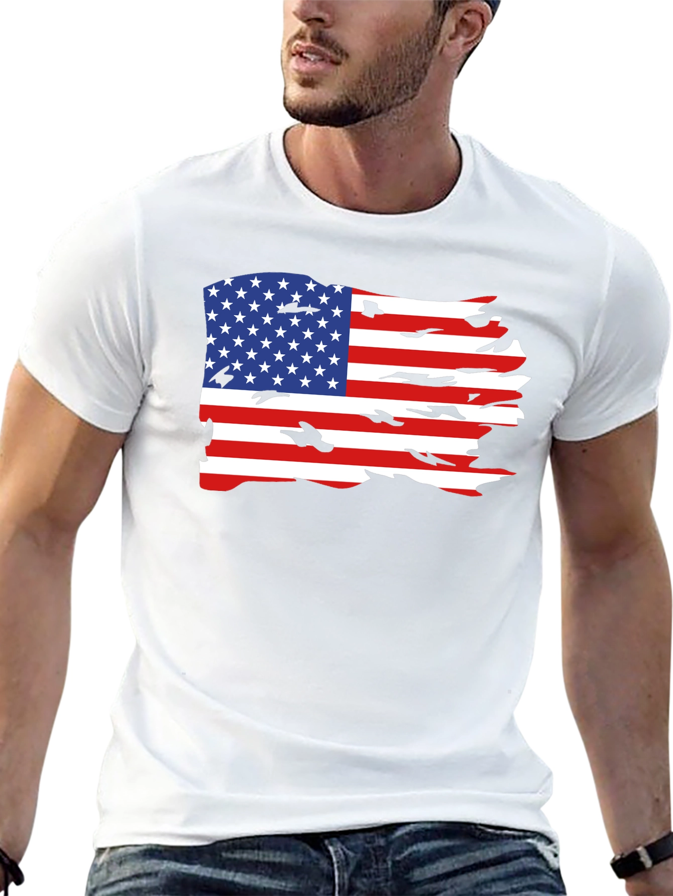 Black American Flag Graphic Tee view 13