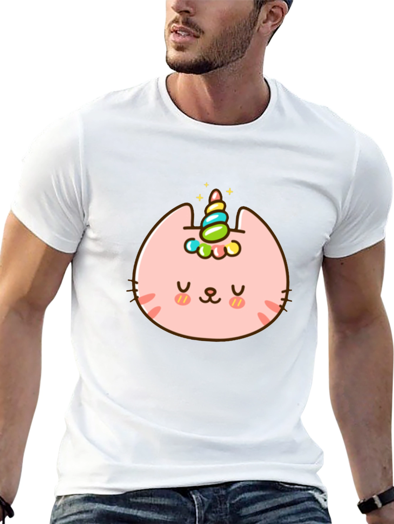 Black Unicat Black T-Shirt - Kawaii Unicorn Cat Tee view 13