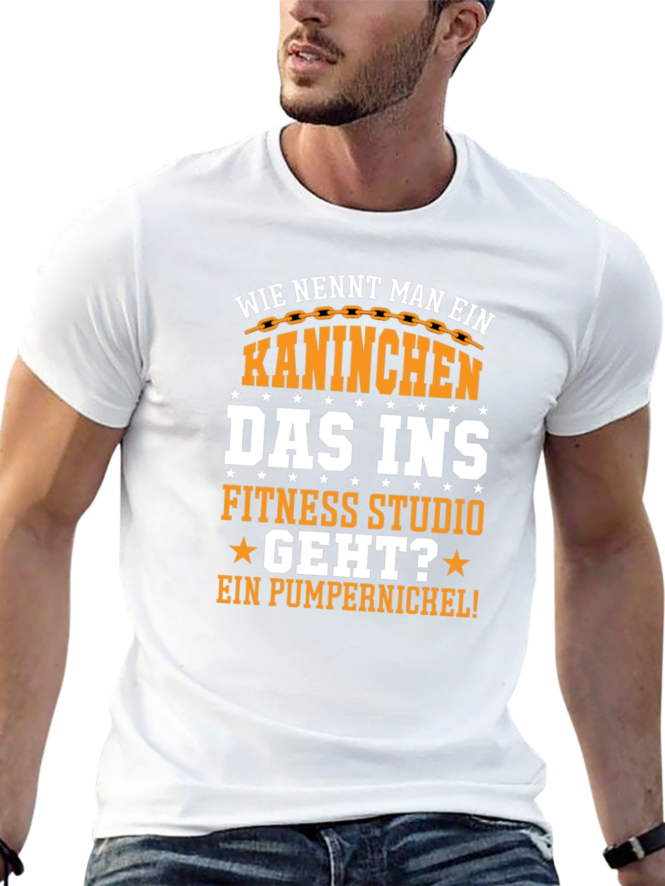 Black Gym Bunny T-Shirt - Funny German Pun view 13