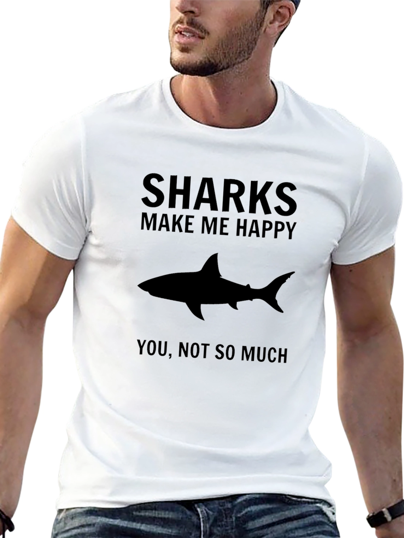 Black Shark Lover Graphic T-Shirt - Funny Shark Tee view 13