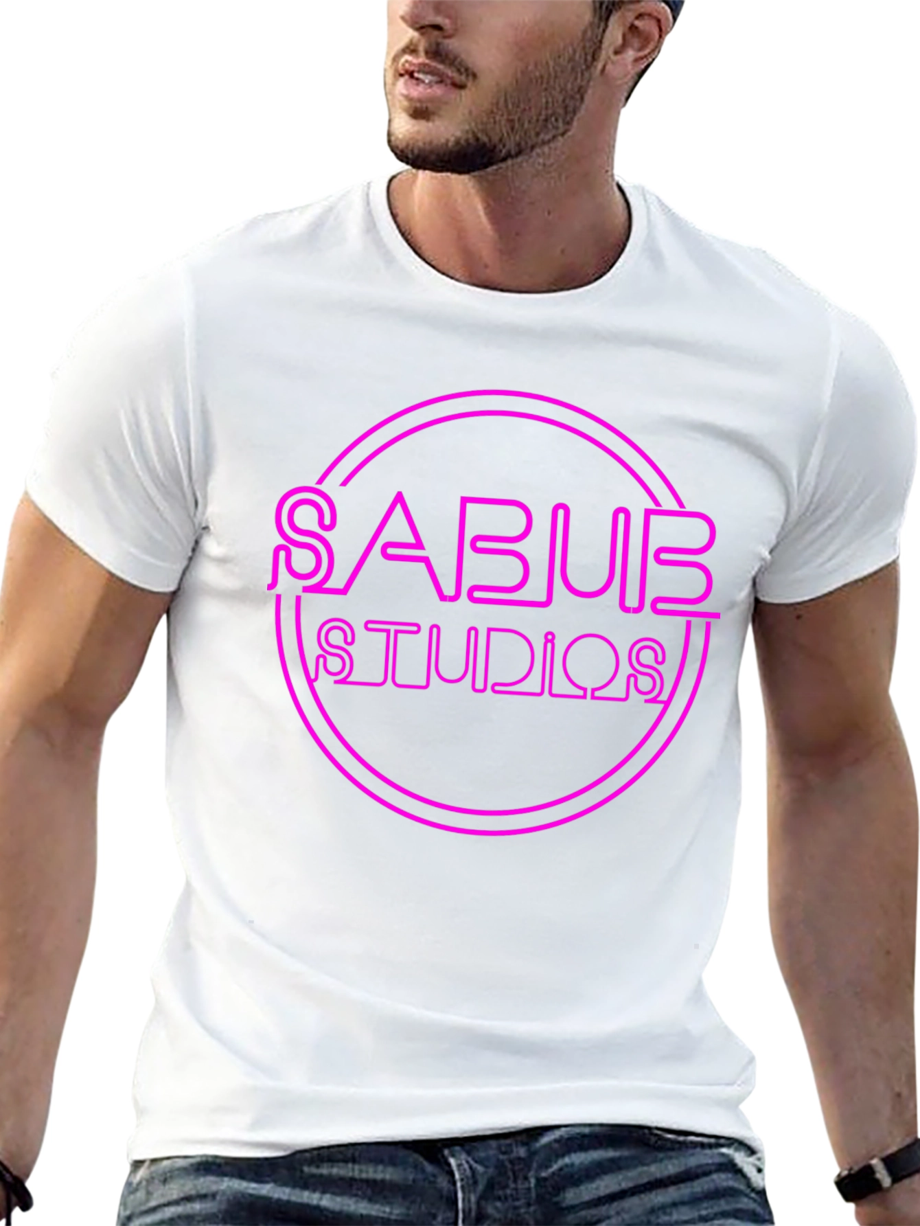 Black SABUB Studios Graphic Tee - Bold Neon Design view 13