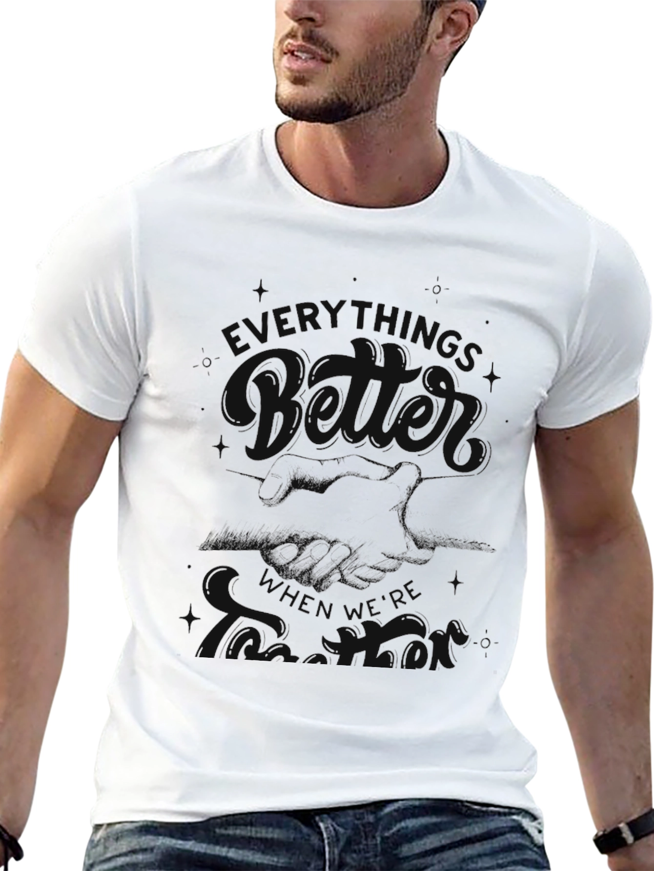 Black Men's Black Graphic Print Short Sleeve T-Shirt view 13