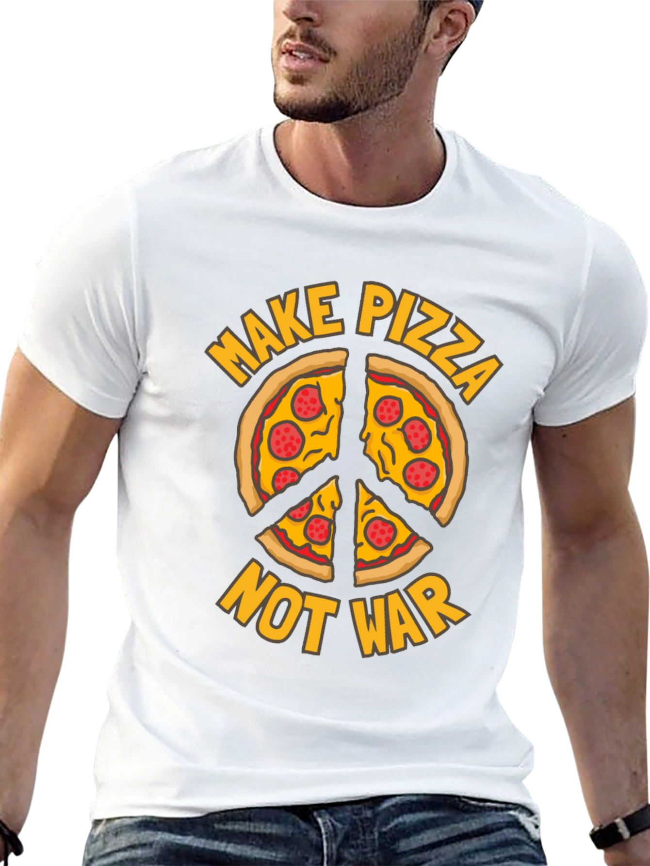 Black Make Pizza Not War T-Shirt Peace Sign Foodie Tee view 13