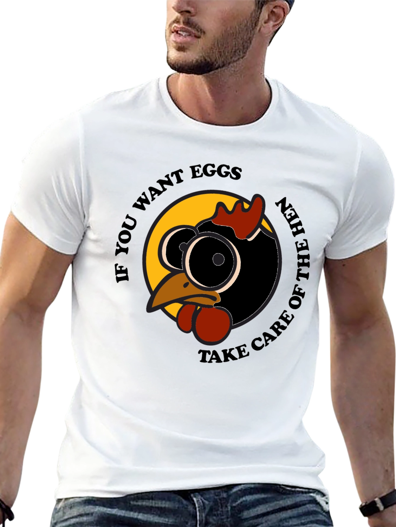 Black Funny Hen T-Shirt - If You Want Eggs Humor Tee view 13