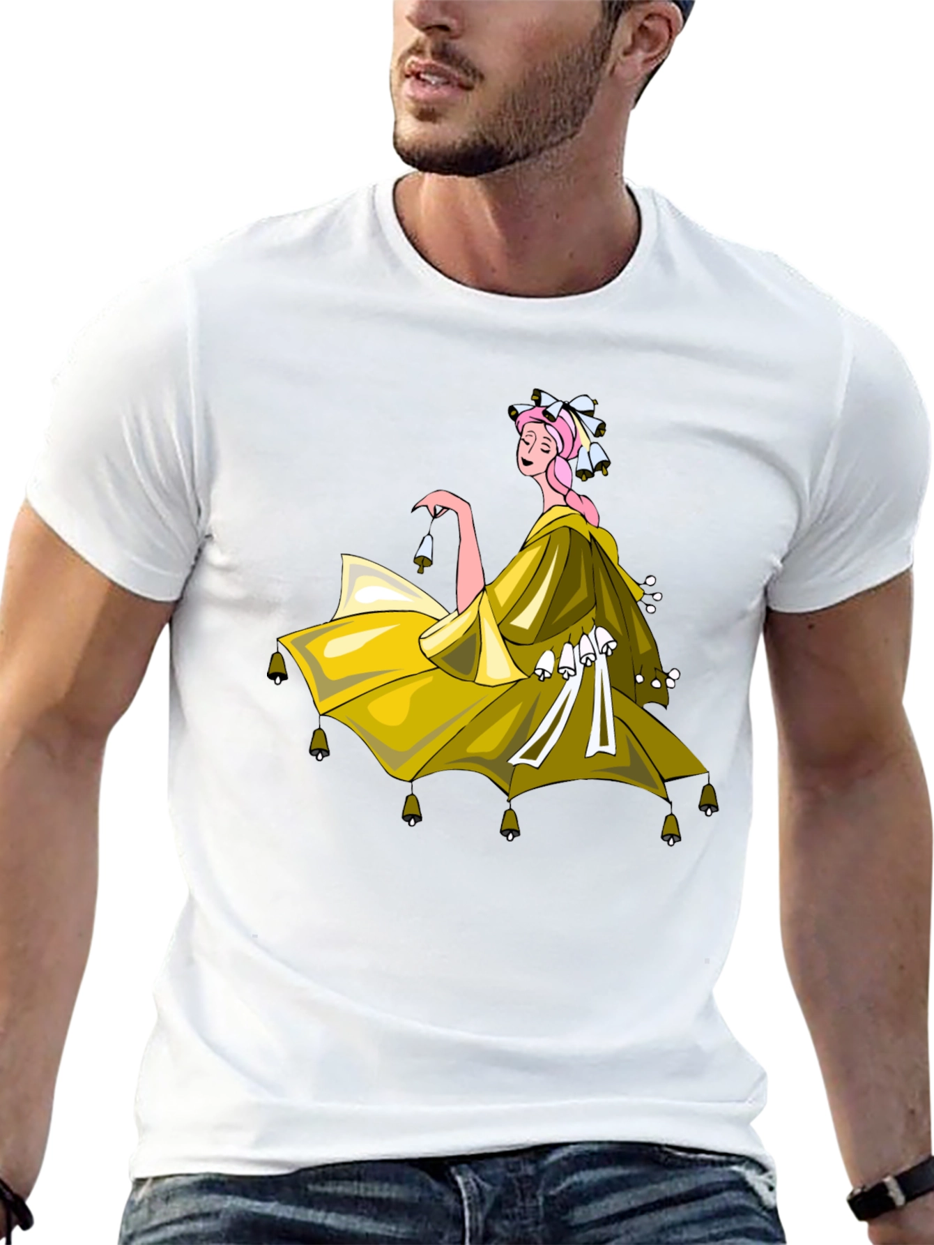 Black Whimsical Bell Dancer Graphic Tee - Black view 13