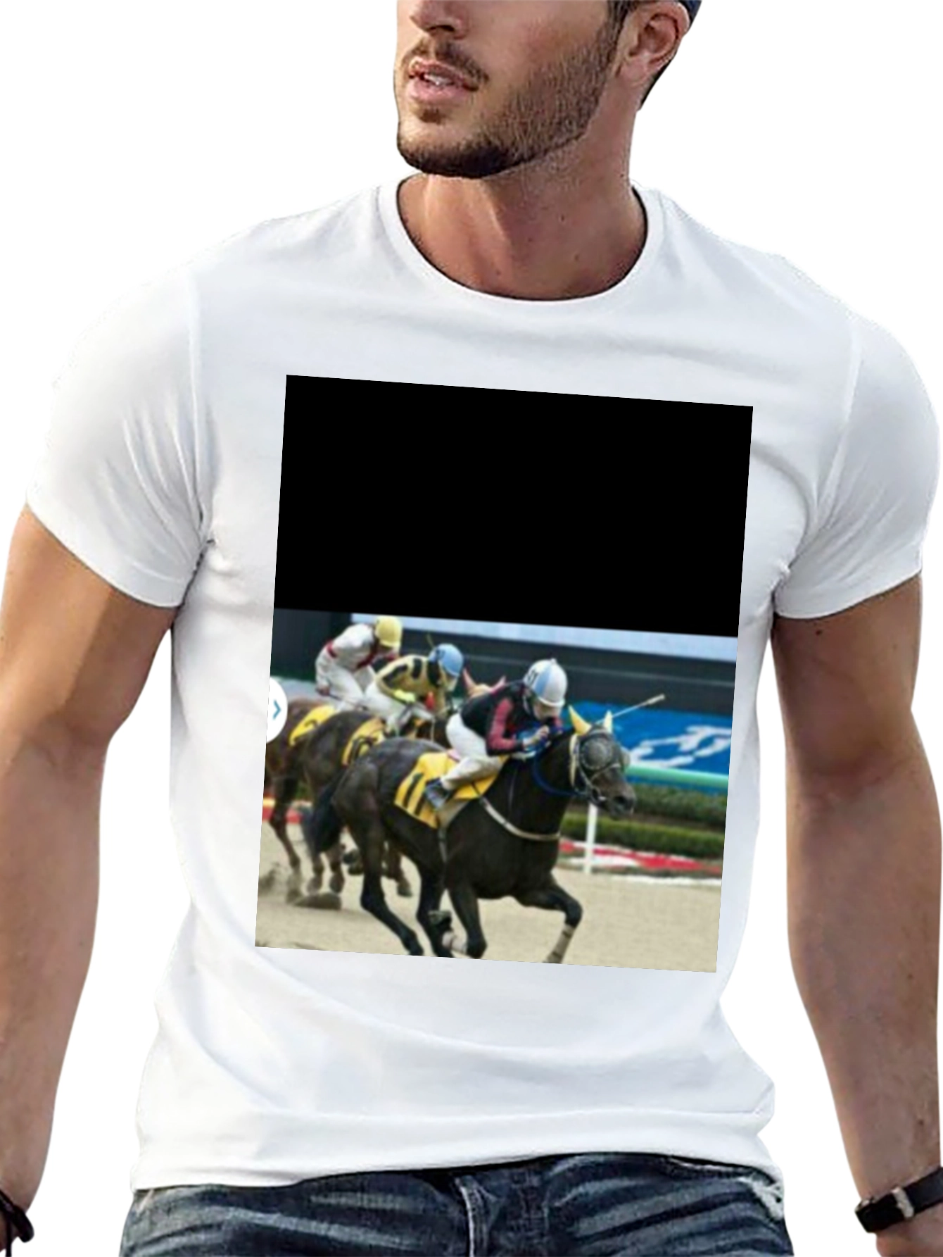 Black Horse Racing T-Shirt - Black Graphic Tee view 13