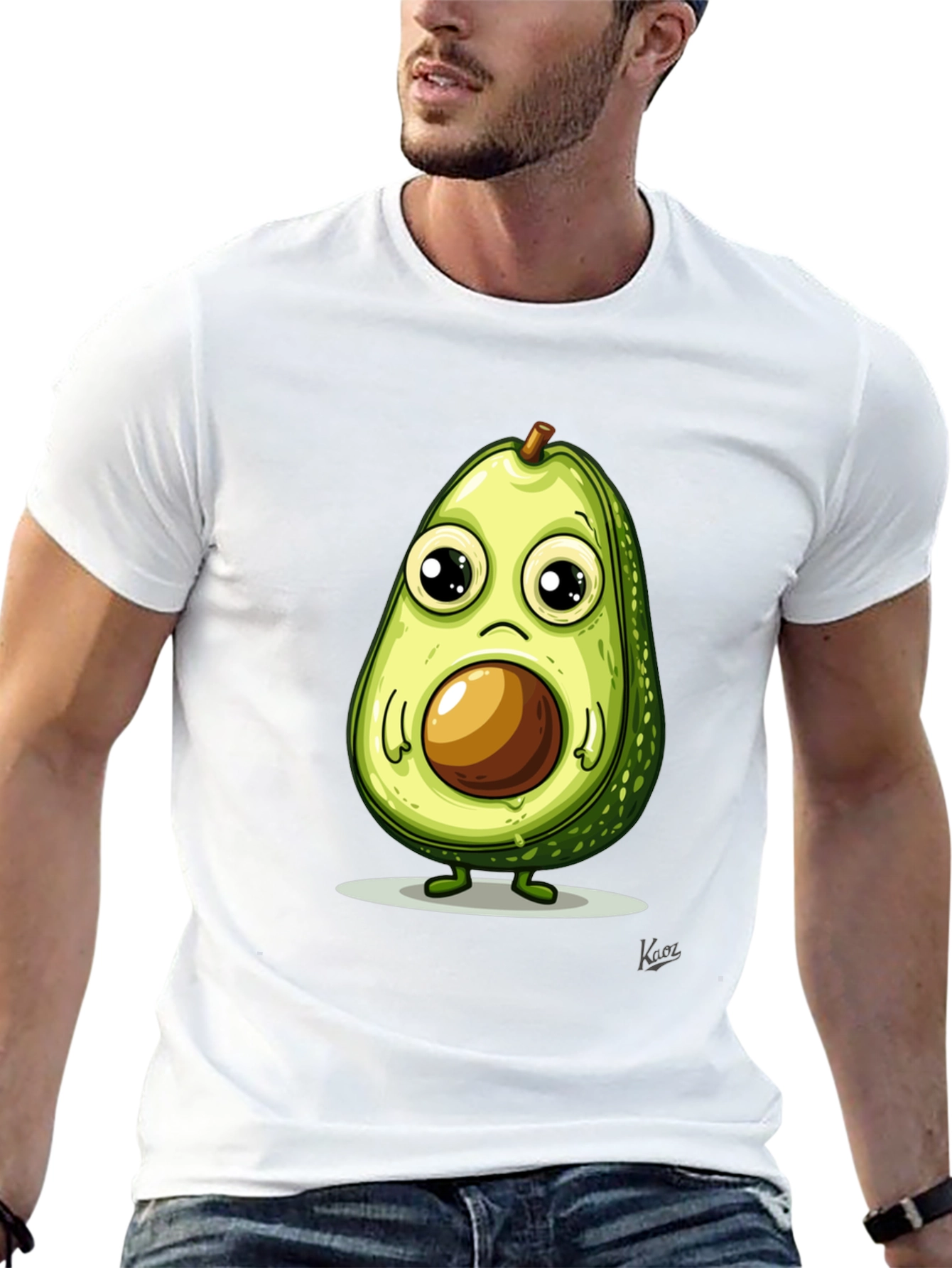 Black Cute Avocado T-Shirt - Unique Graphic Tee view 13