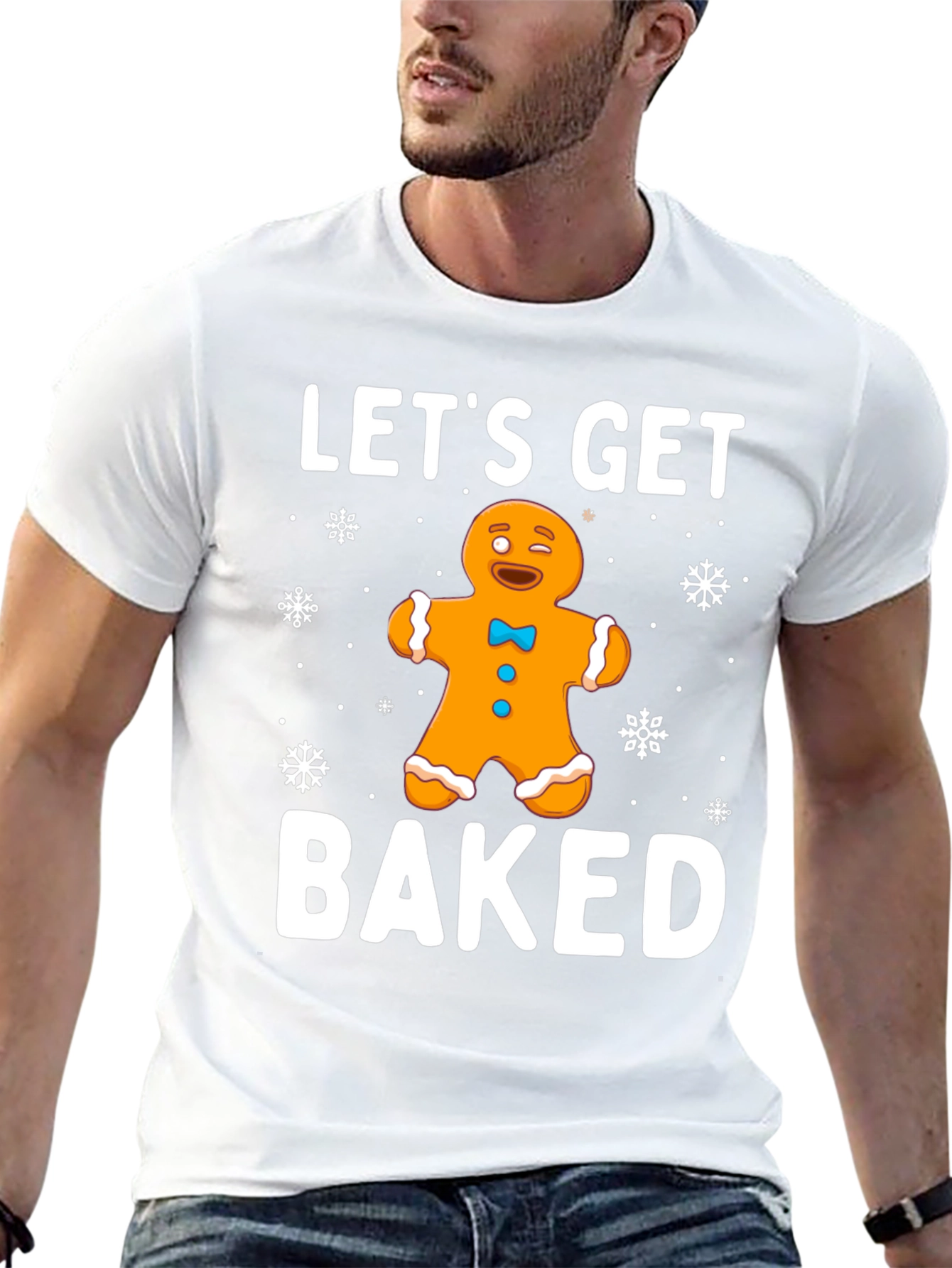 Black Let's Get Baked Gingerbread Holiday T-Shirt view 13