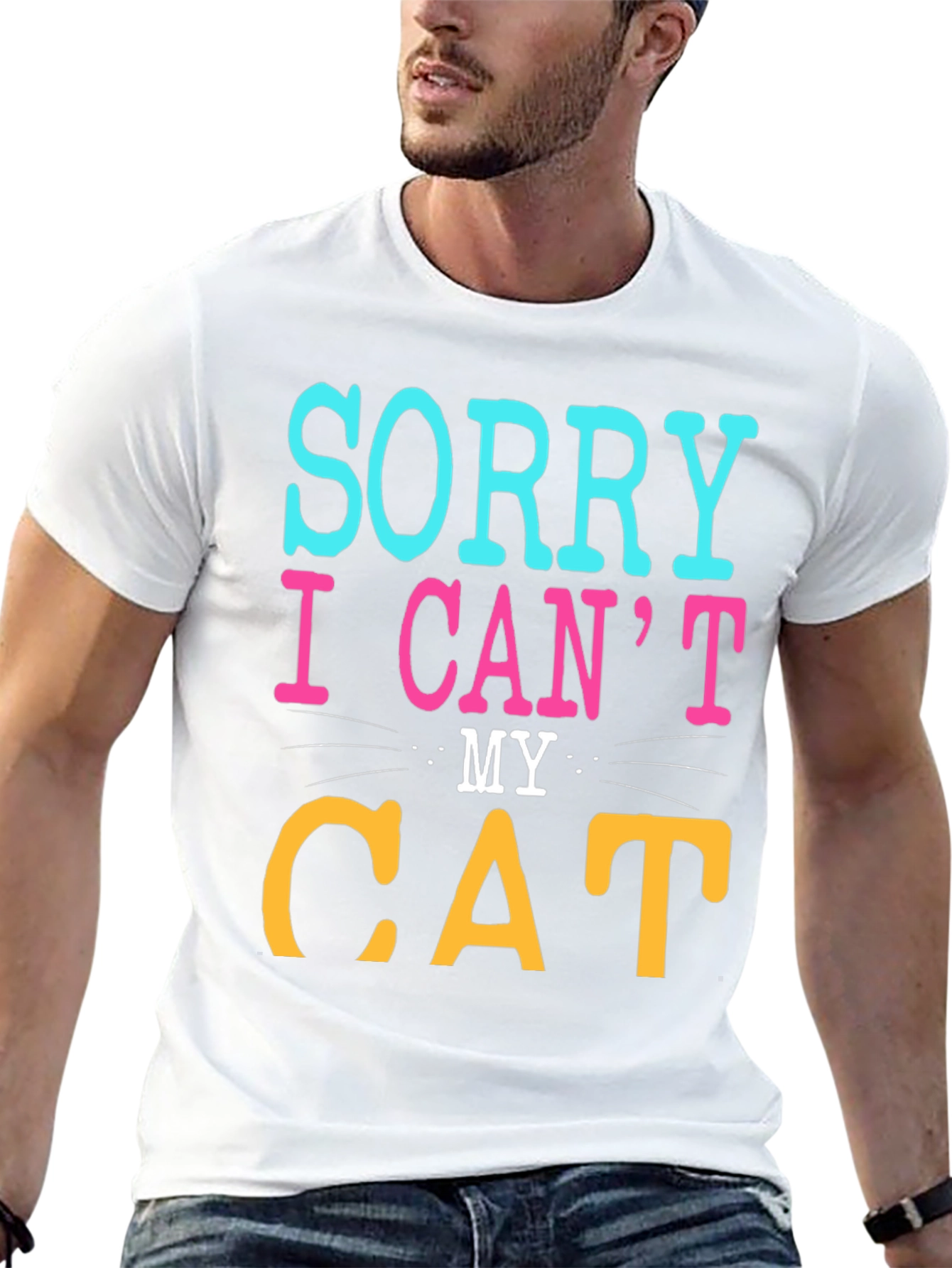 Black Sorry I Can't, My Cat T-Shirt view 13