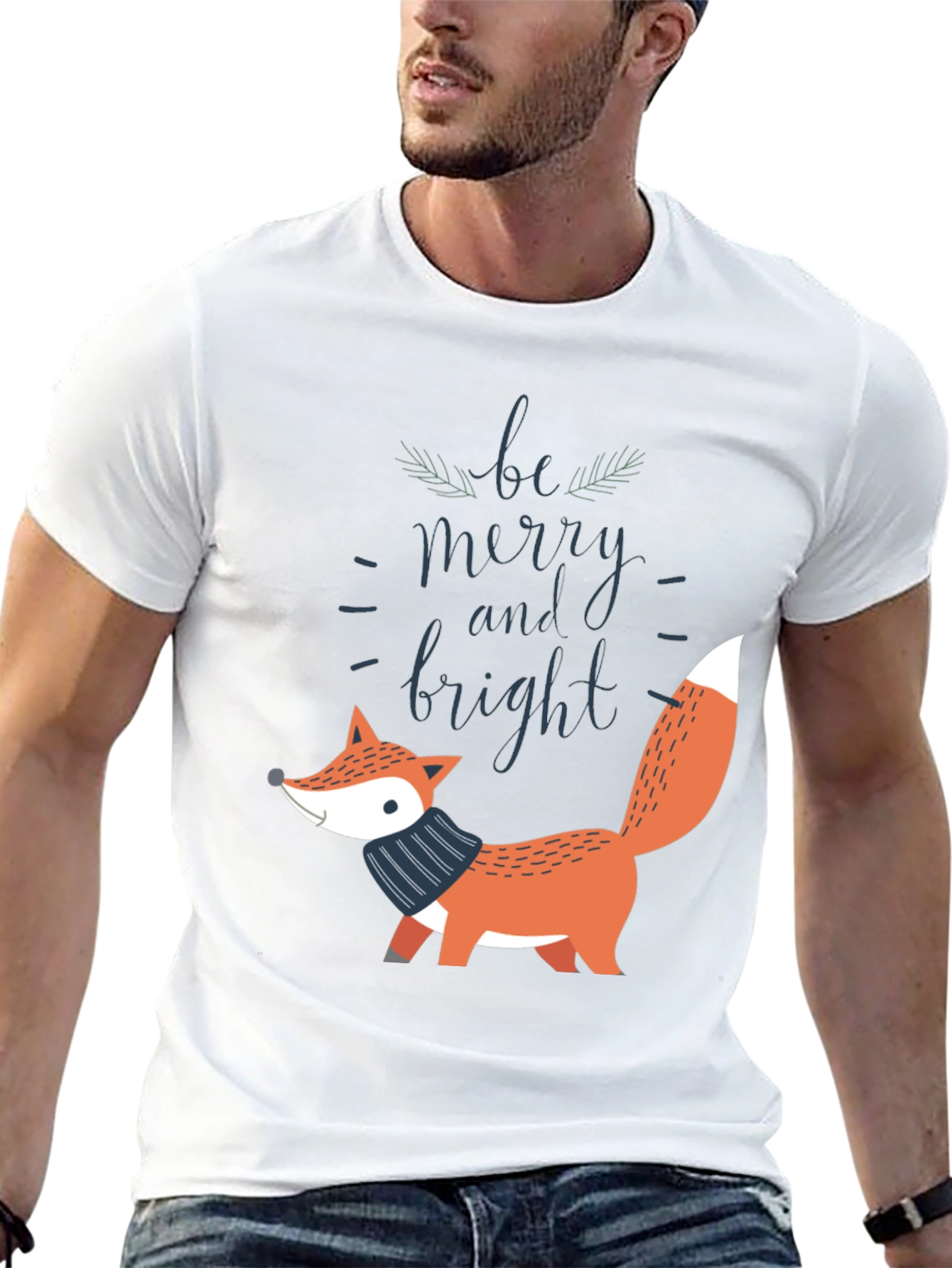 Black Be Merry and Bright Fox Graphic Tee view 13