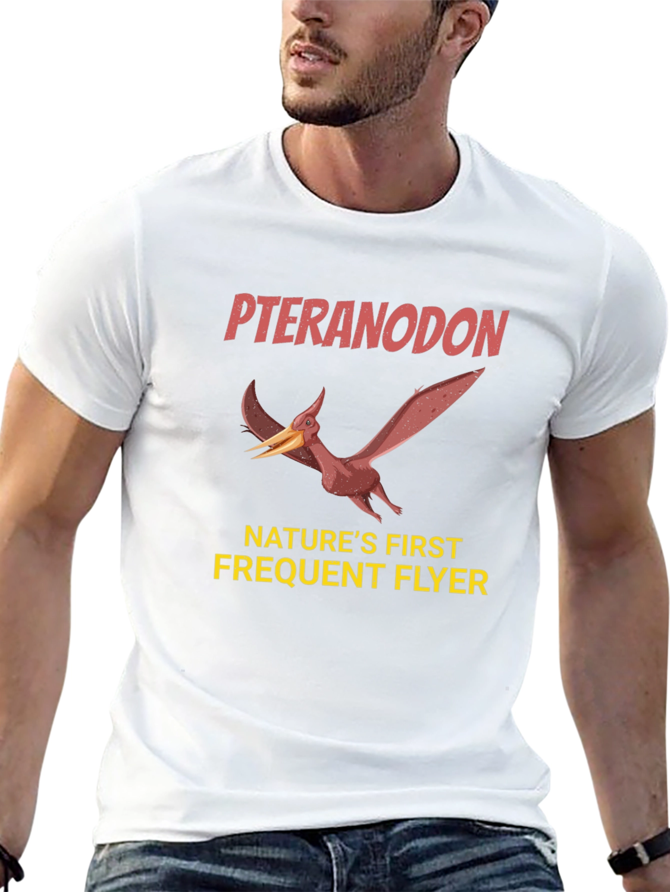 Black Pteranodon Nature's First Frequent Flyer Graphic T-Shirt view 13