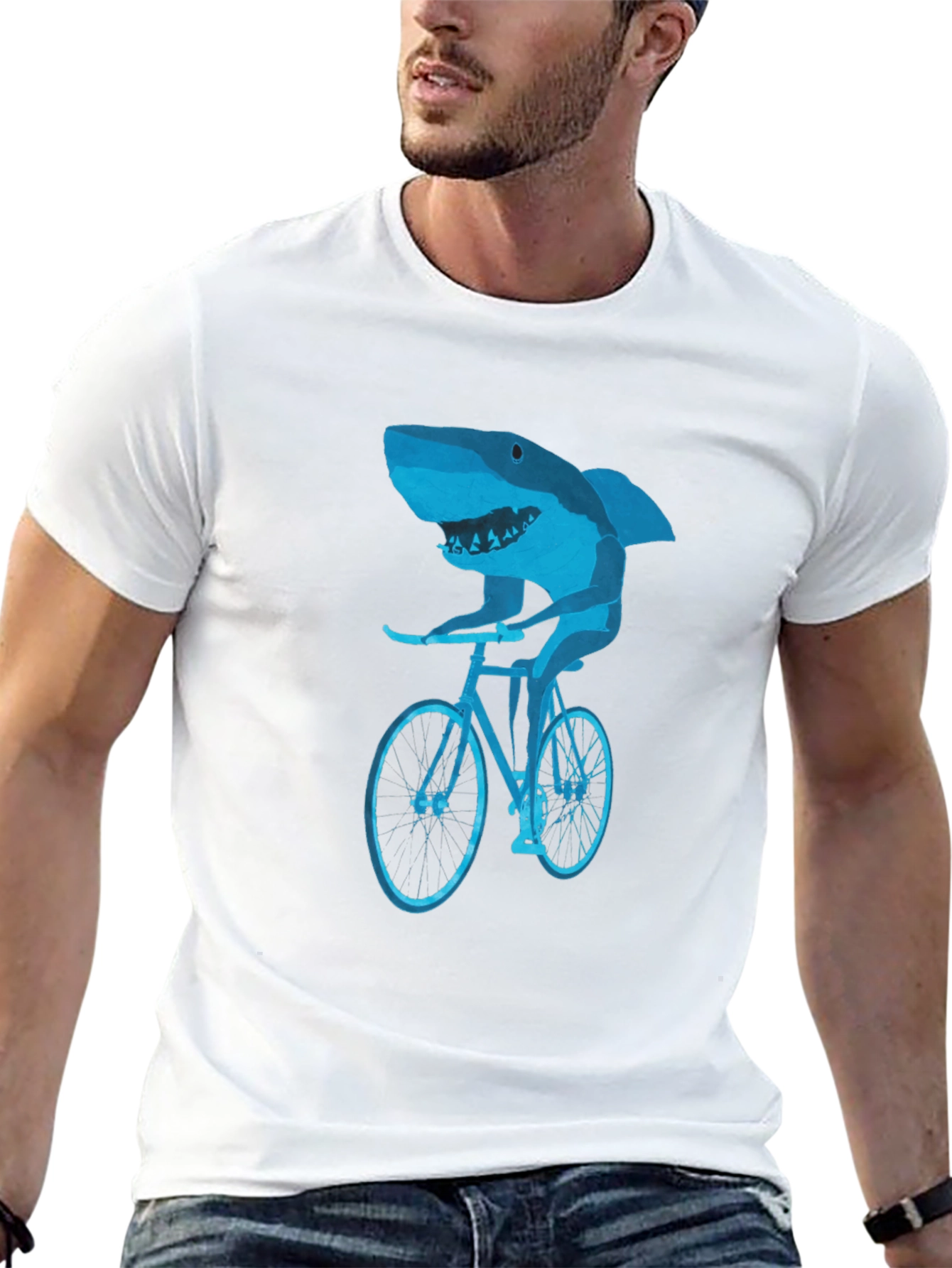 Black Shark on Bike Graphic Tee - Black view 13