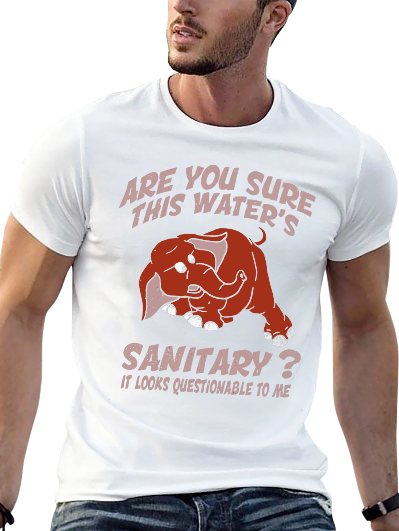 Black Humorous Elephant T-Shirt: Sanitary Water? view 13