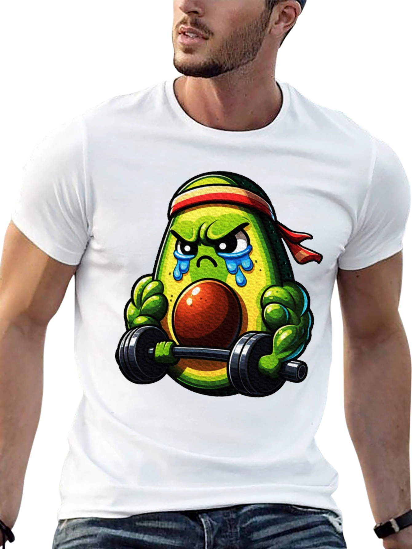 Black Funny Avocado Gym T-Shirt - Workout Apparel view 13