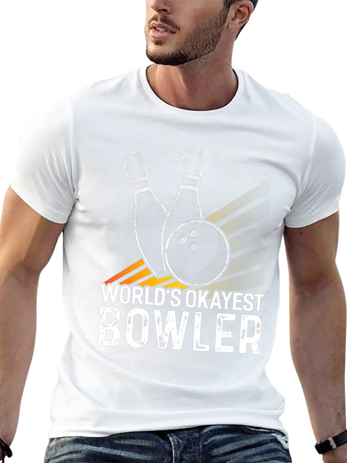 Black World's Okayest Bowler Graphic T-Shirt view 13