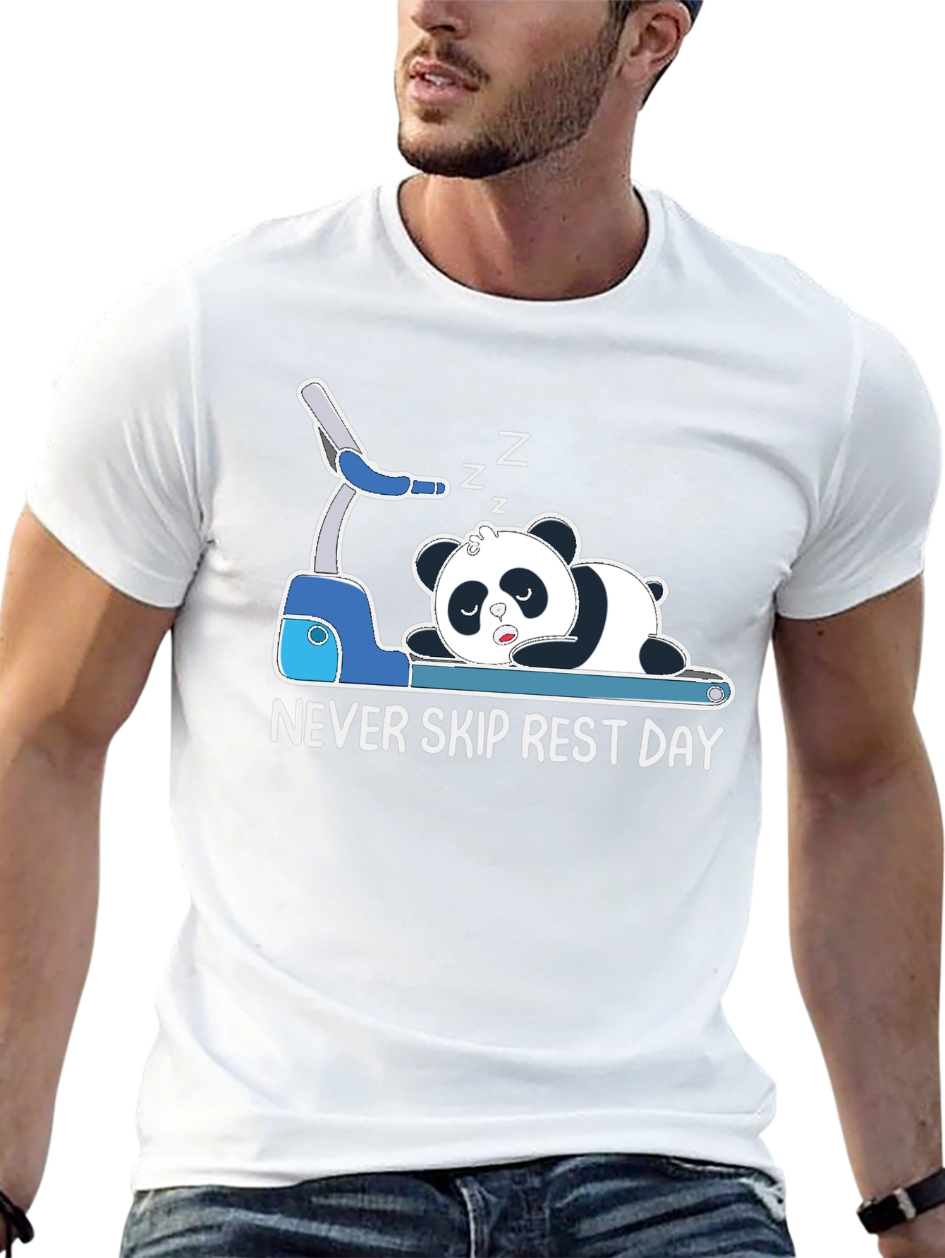 Black Never Skip Rest Day Panda Tee view 13