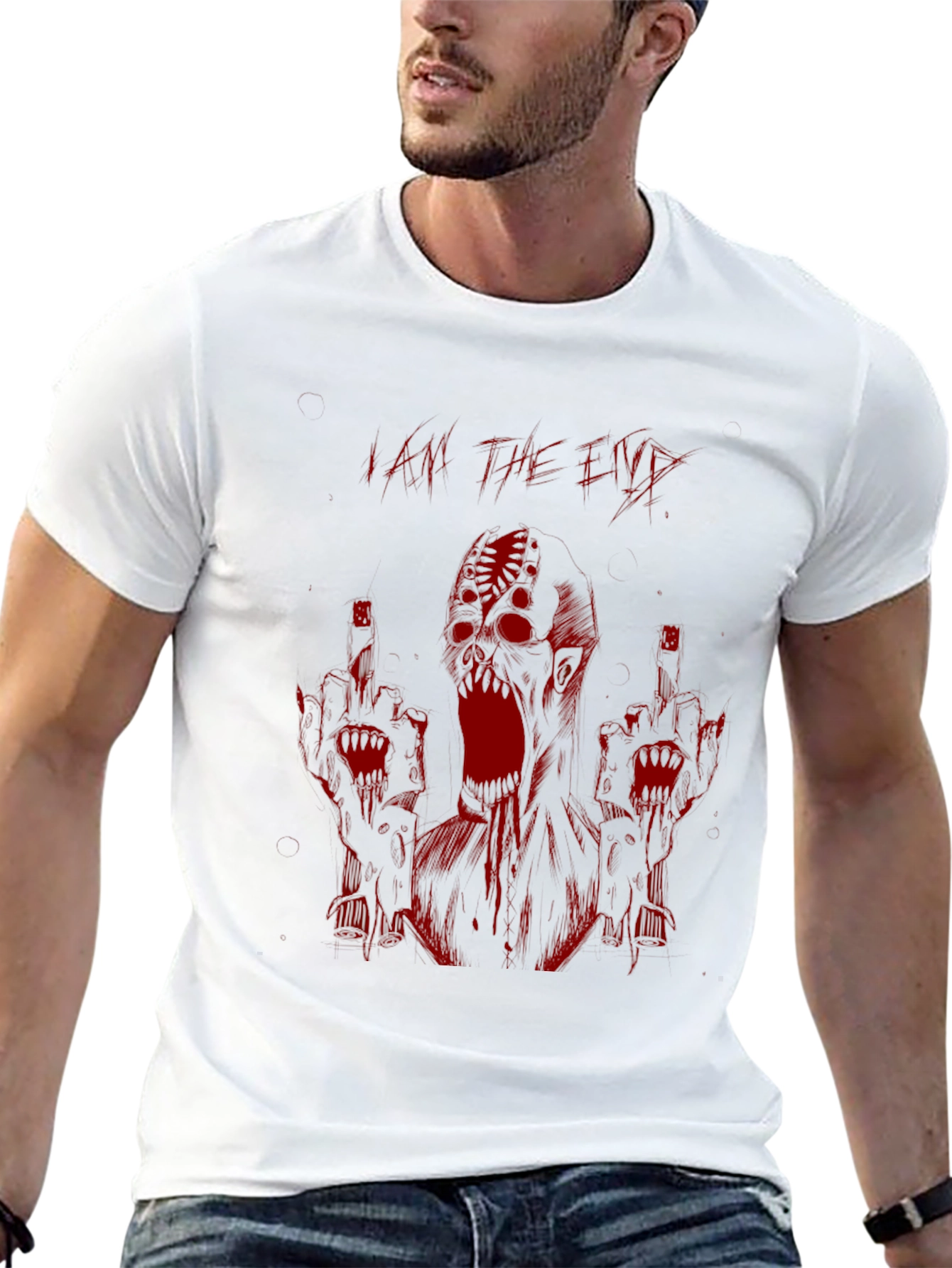 Black I Am The End Black Graphic T-Shirt view 13