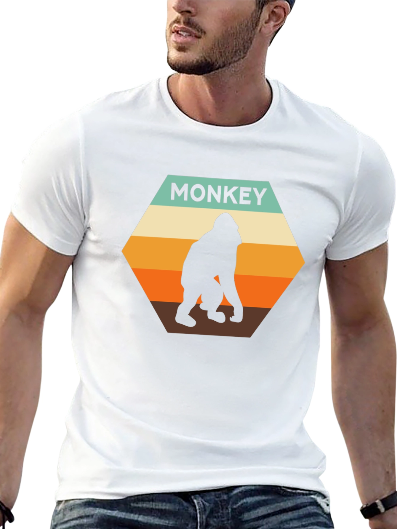 Black Retro Monkey T-Shirt - Vintage Ape Graphic Tee view 13