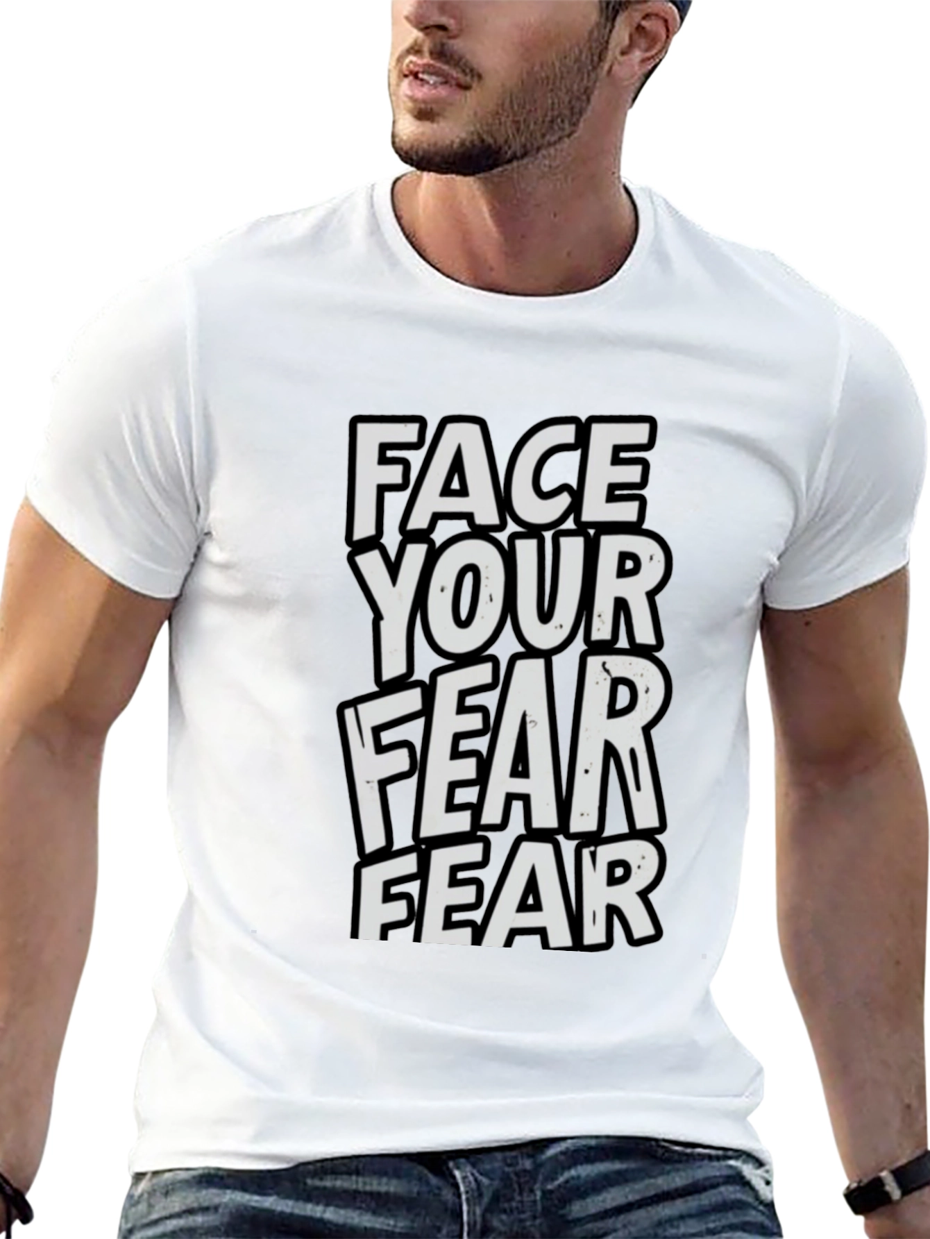 Black Face Your Fear T-Shirt - Motivational Graphic Tee view 13