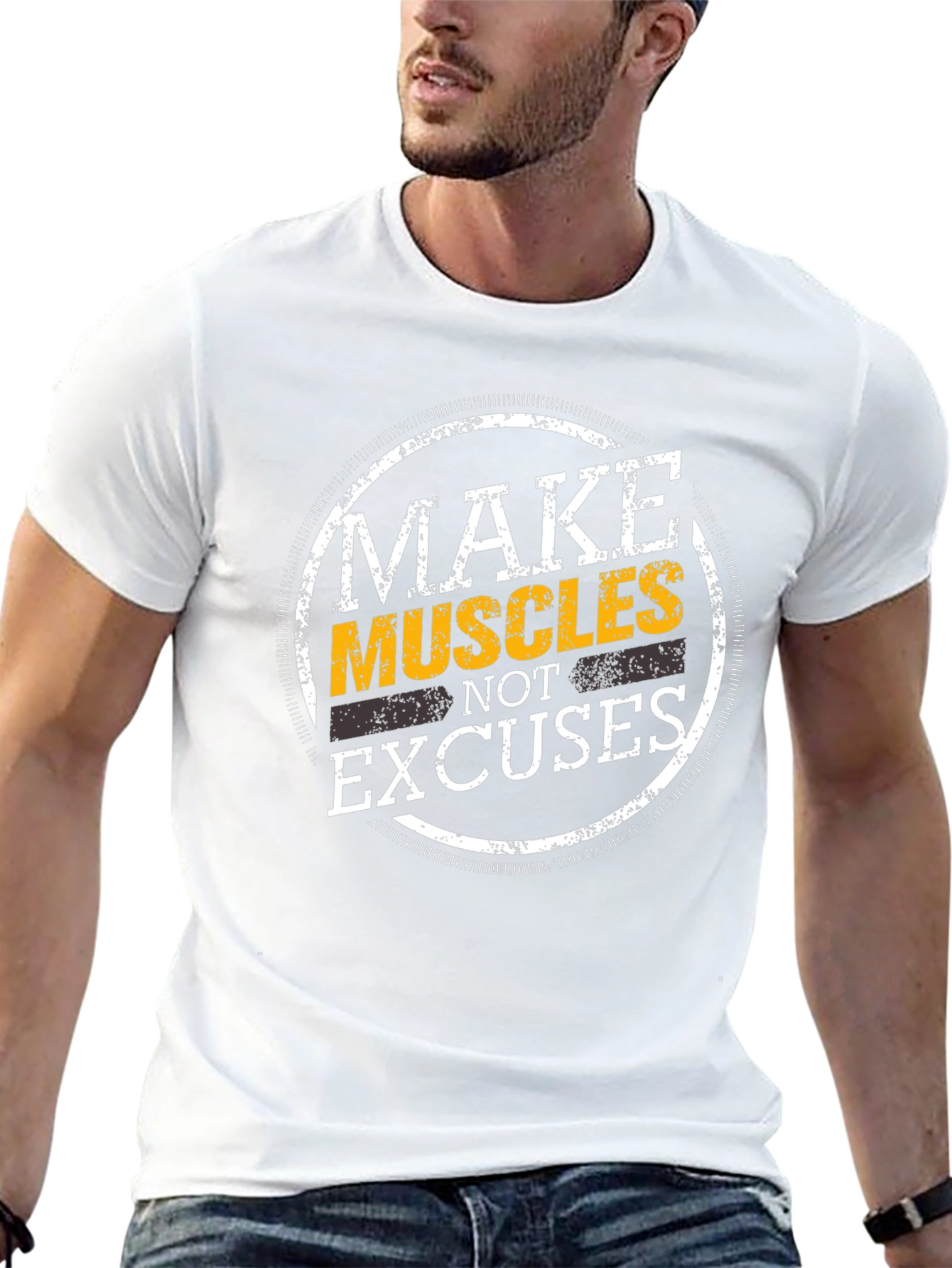 Black Make Muscles Not Excuses Graphic T-Shirt view 13