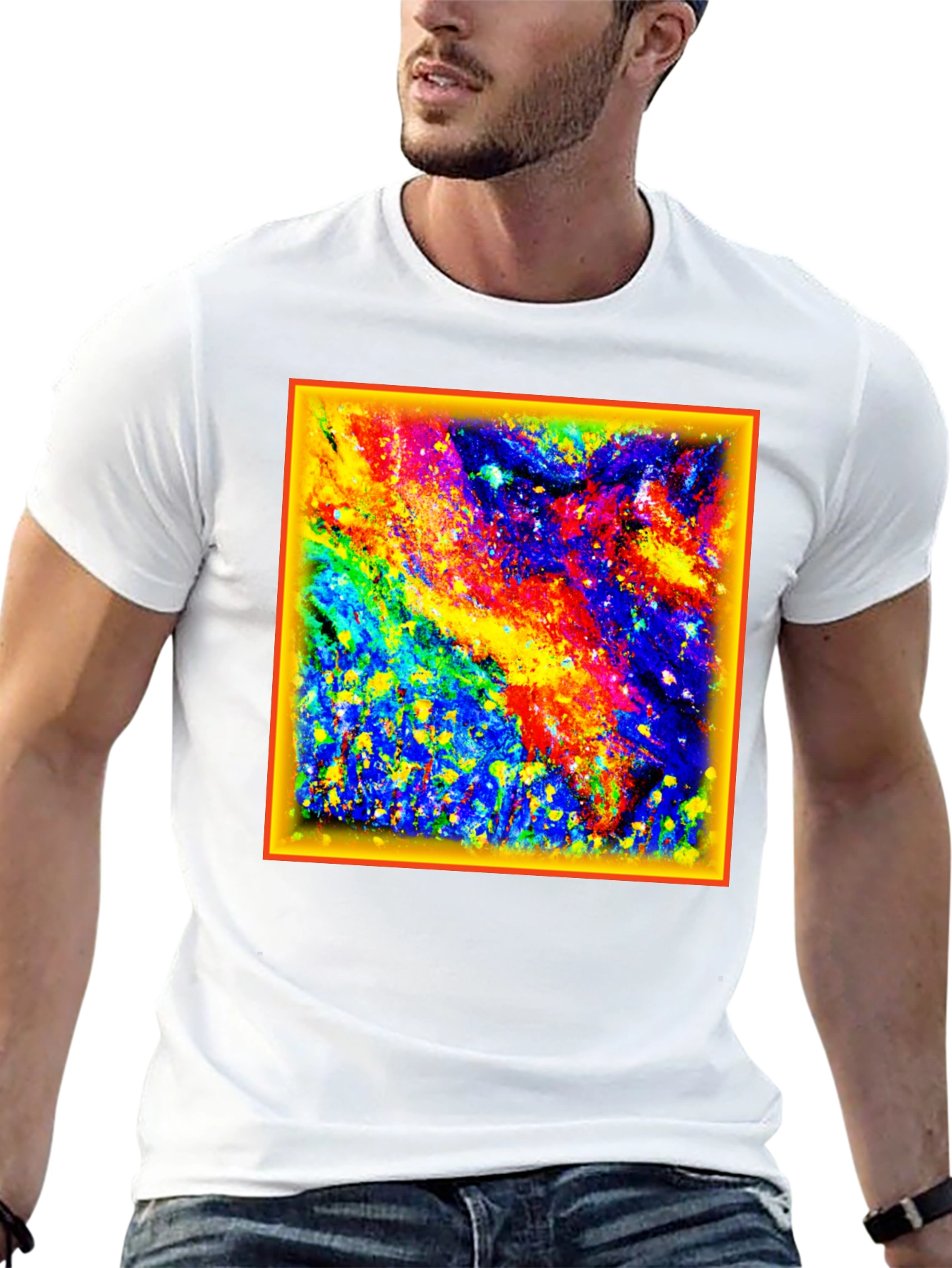Black Colorful Abstract Art Graphic Tee - Black view 13