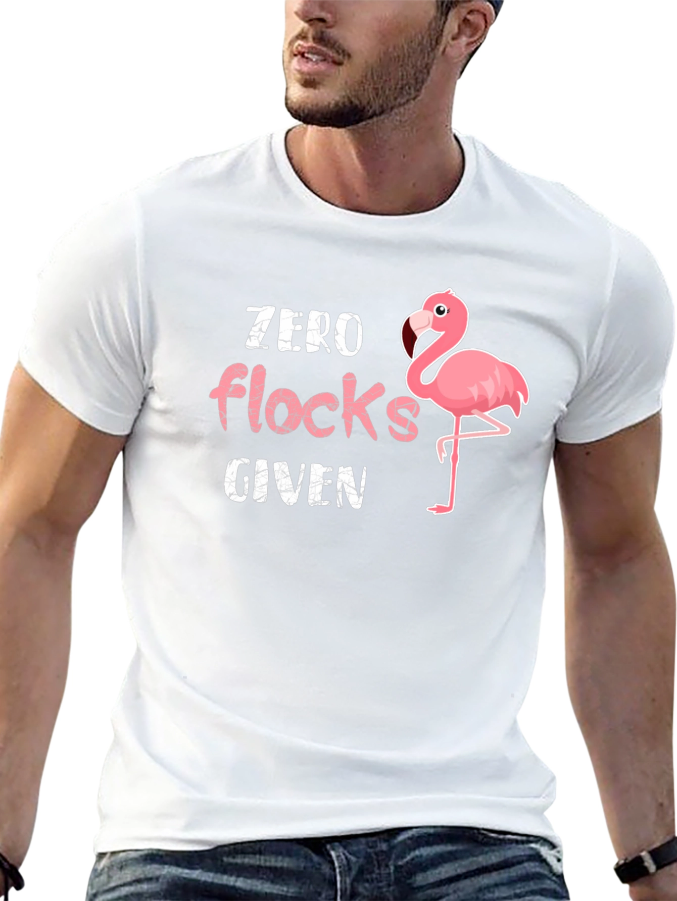 Black Zero Flocks Given Flamingo Graphic T-Shirt view 13