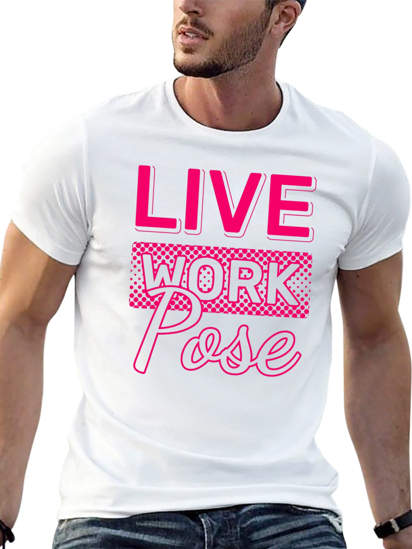 Black Live Work Pose Graphic Tee view 13
