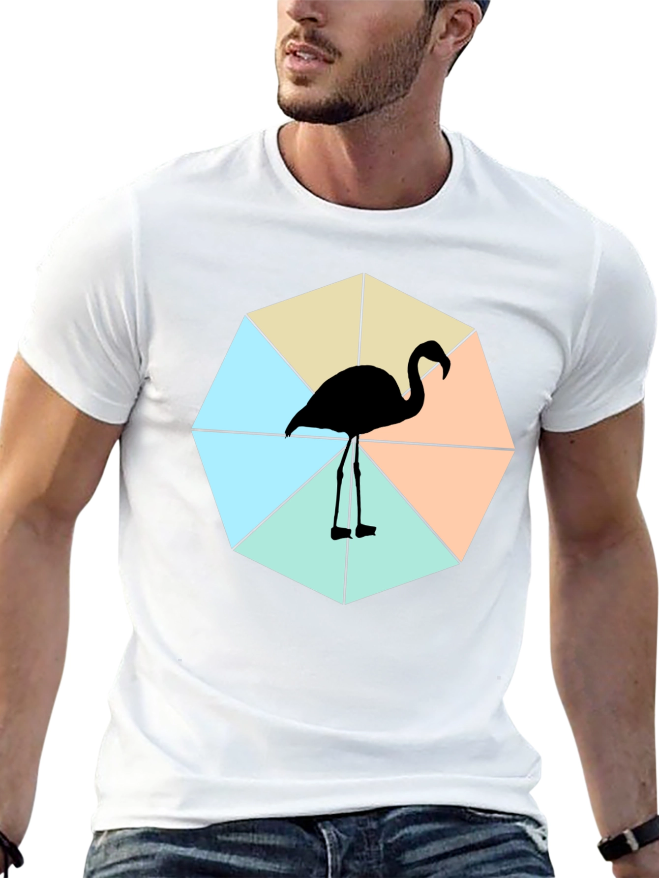 Black Trendy Flamingo Graphic Tee - Casual Black Shirt view 13