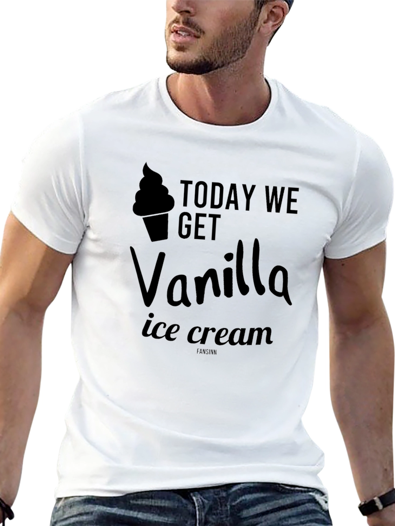 Black Vanilla Ice Cream Graphic Tee - Black Crew Neck T-Shirt view 13