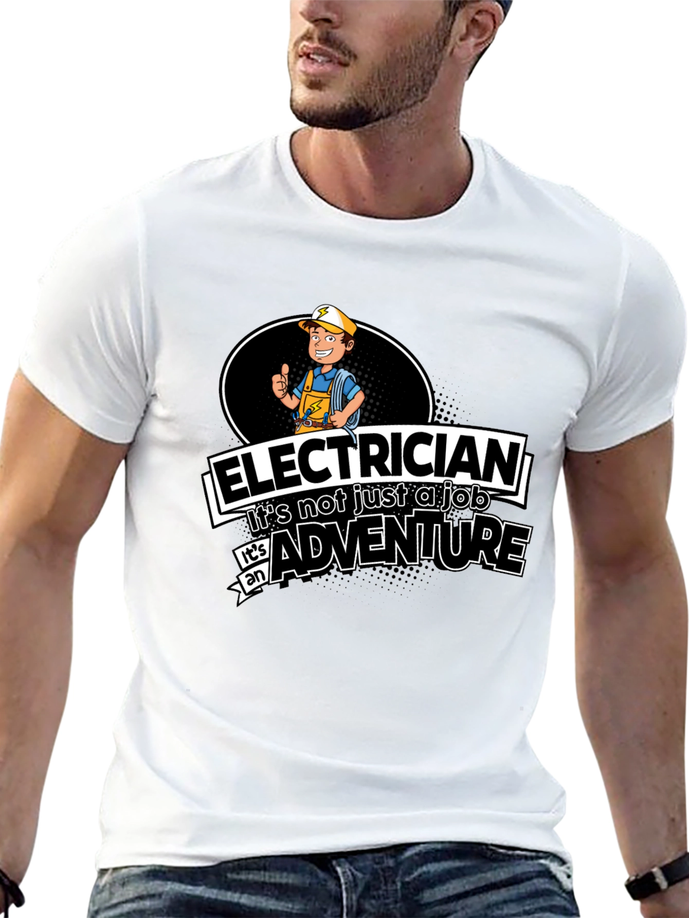 Black Electrician Adventure Graphic T-Shirt view 13