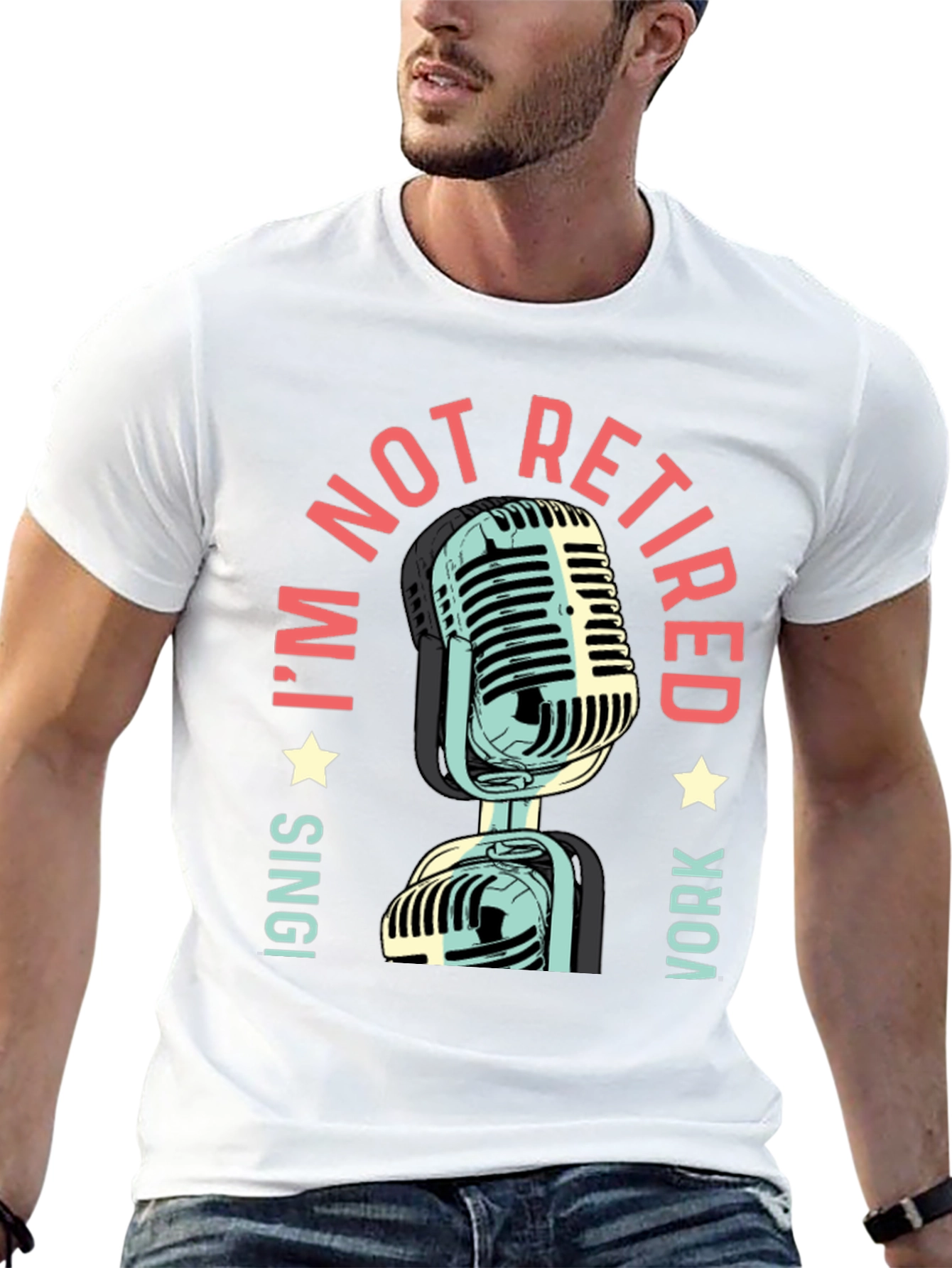 Black I'm Not Retired - Microphone Graphic T-Shirt view 13