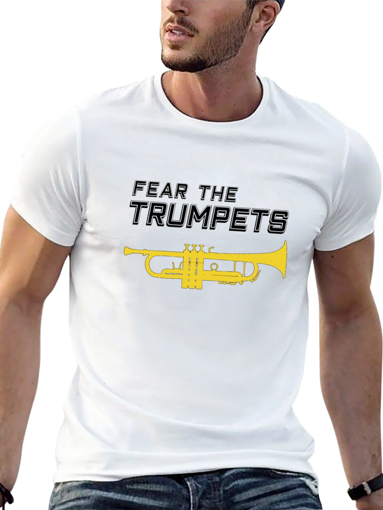 Black Fear the Trumpets T-Shirt - Novelty Music Tee view 13